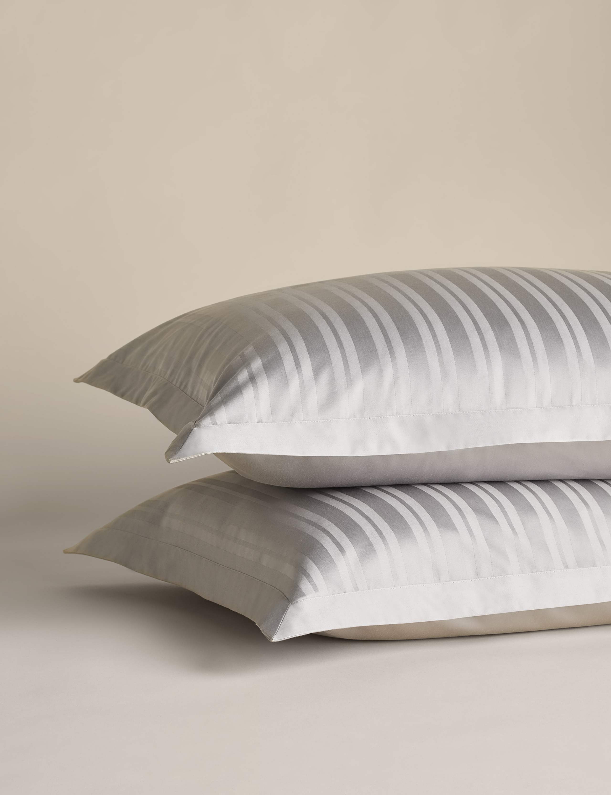 2 Pack Pure Cotton Stripe Jacquard Pillowcases 2 of 3