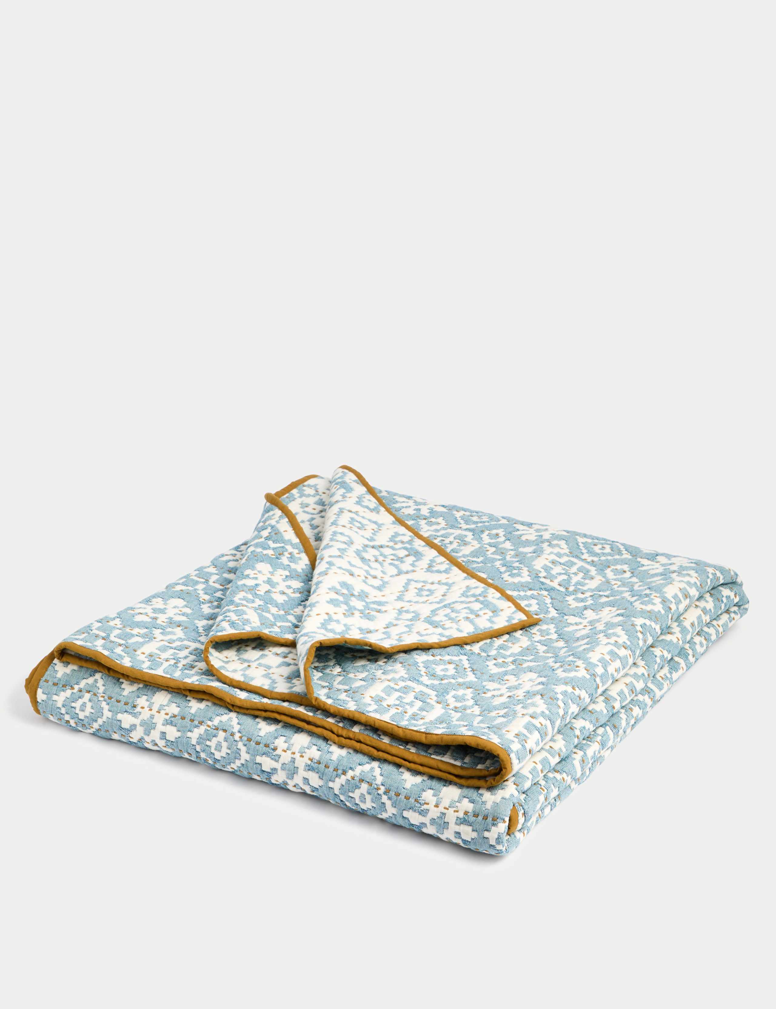 Pure Cotton Ikat Geometric Bedspread 1 of 3