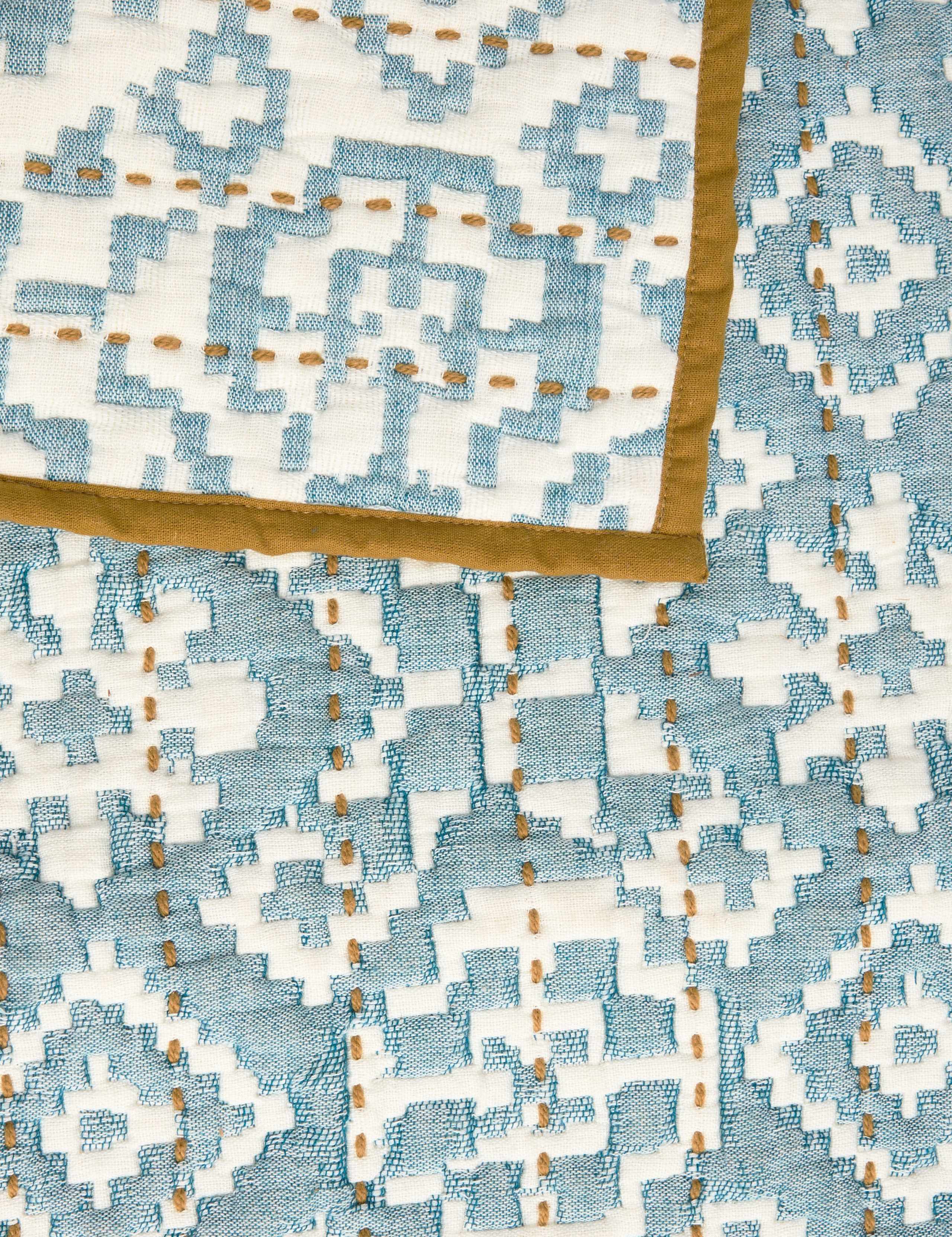 Pure Cotton Ikat Geometric Bedspread 2 of 3