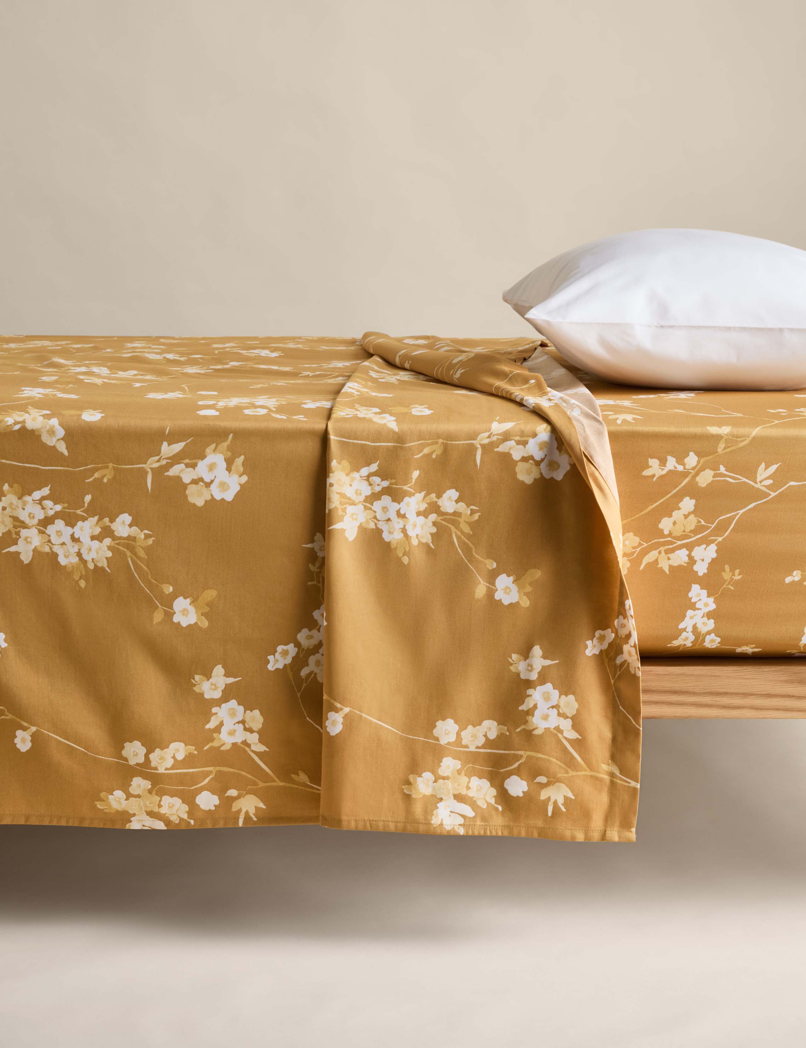 Pure Cotton Sateen Cherry Blossom Flat Sheet 1 of 3