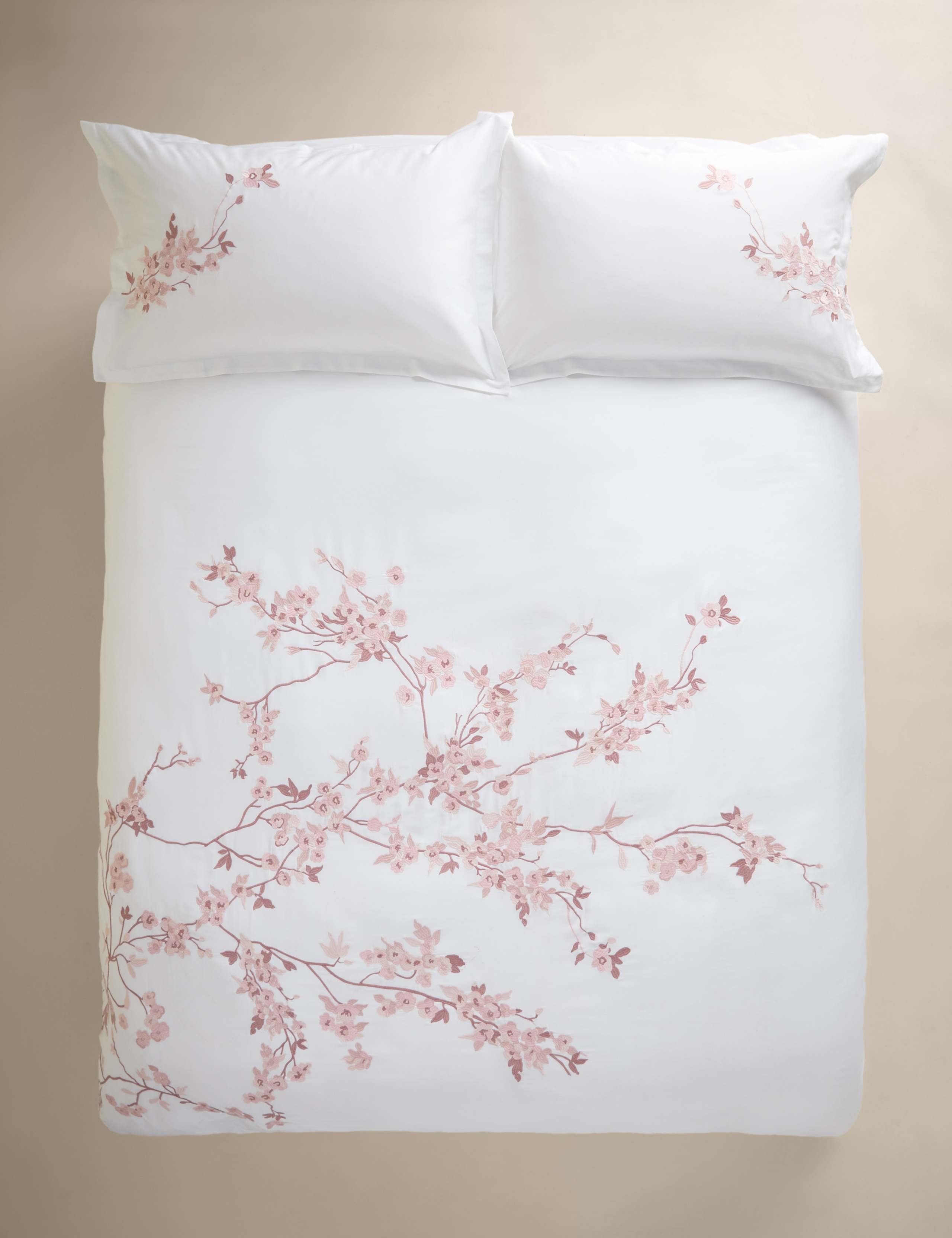 Trailing Cherry Blossom Embroidered Bedding Set 4 of 6