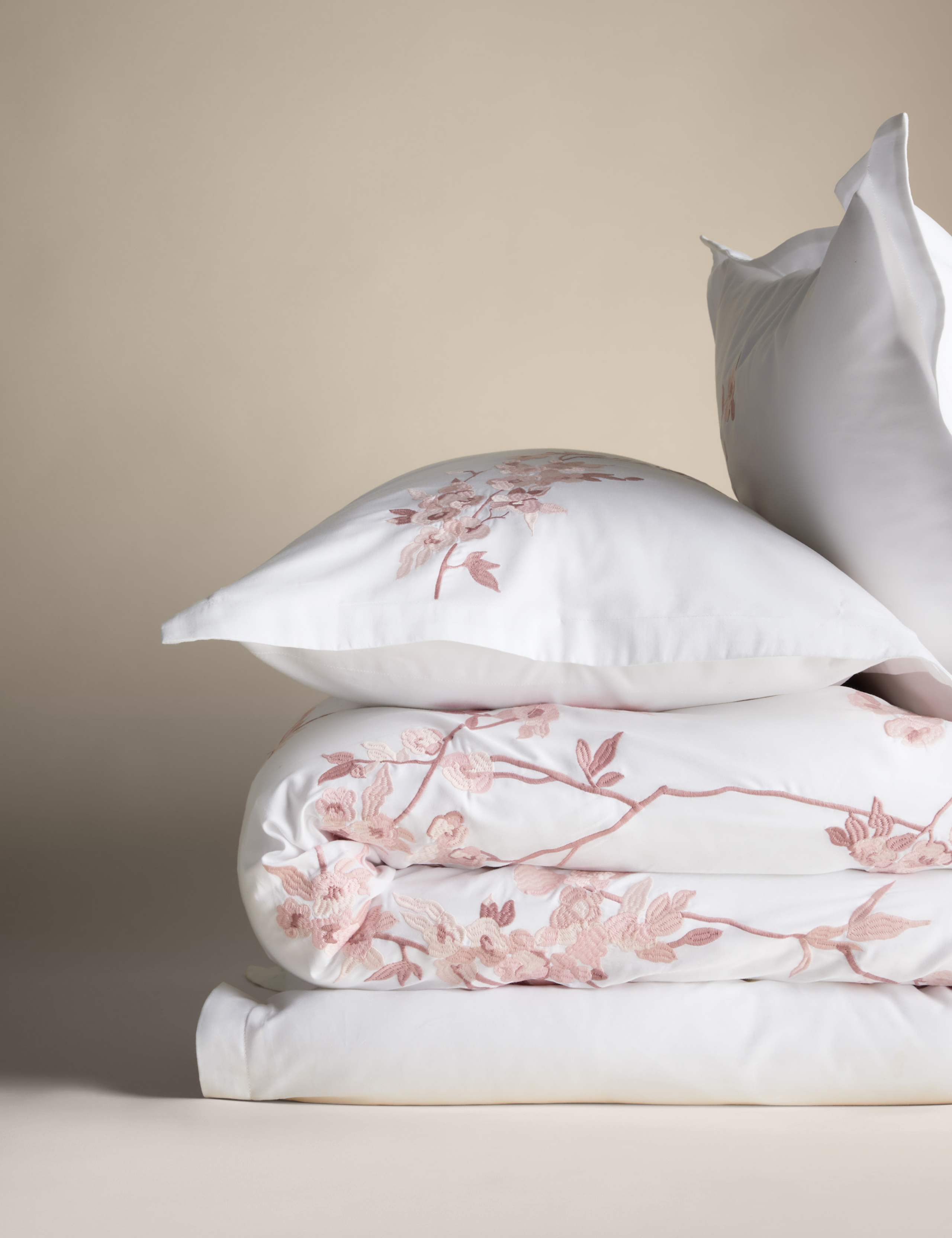 Trailing Cherry Blossom Embroidered Bedding Set 2 of 6