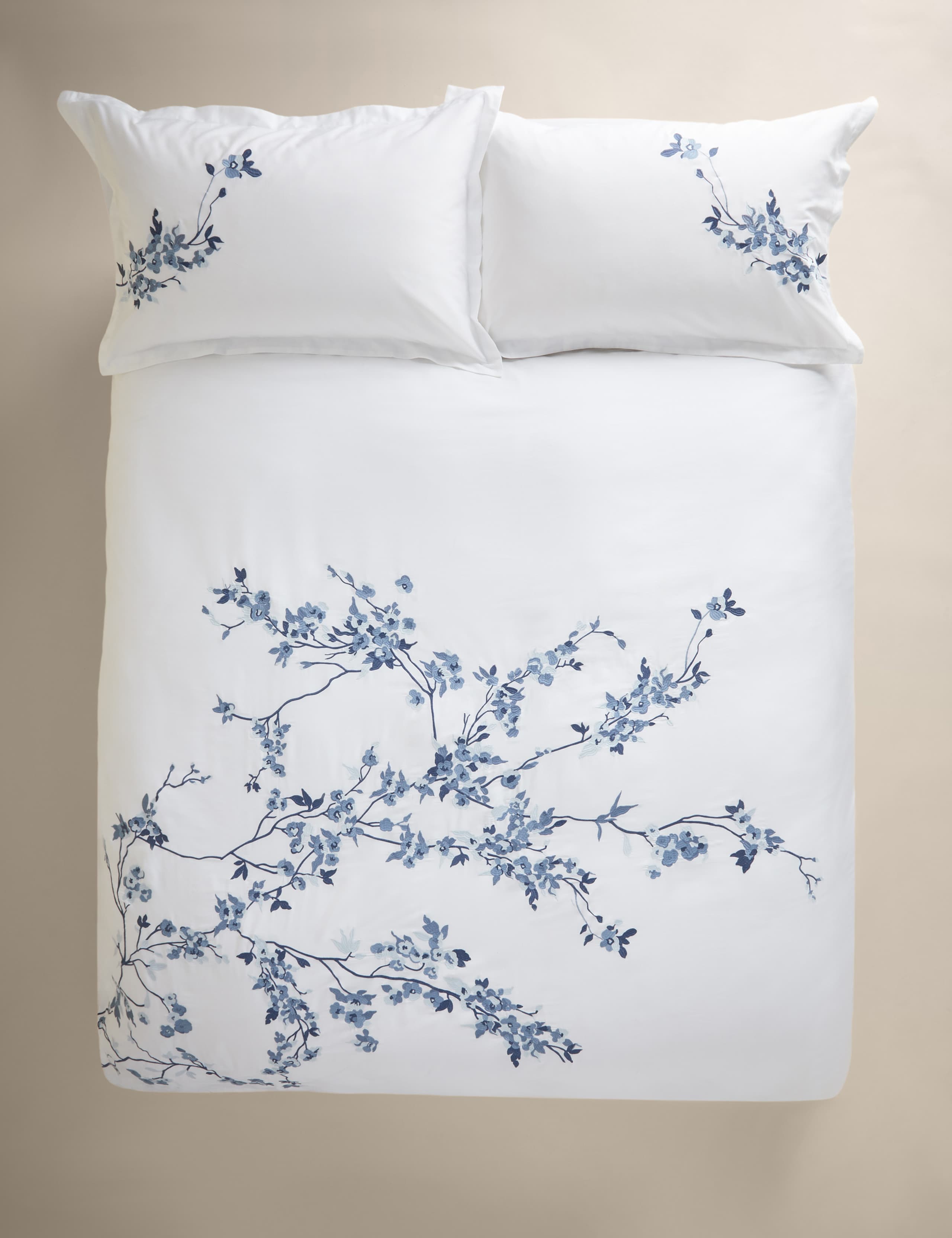 Trailing Cherry Blossom Embroidered Bedding Set 4 of 6