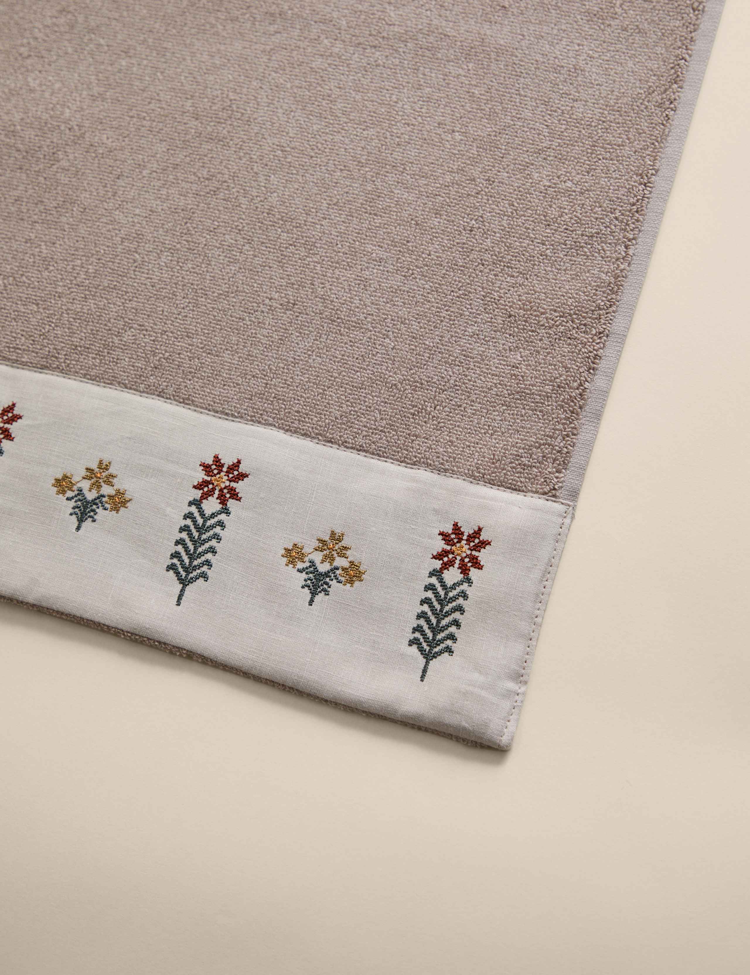 Pure Cotton Floral Embroidered Towel 2 of 5