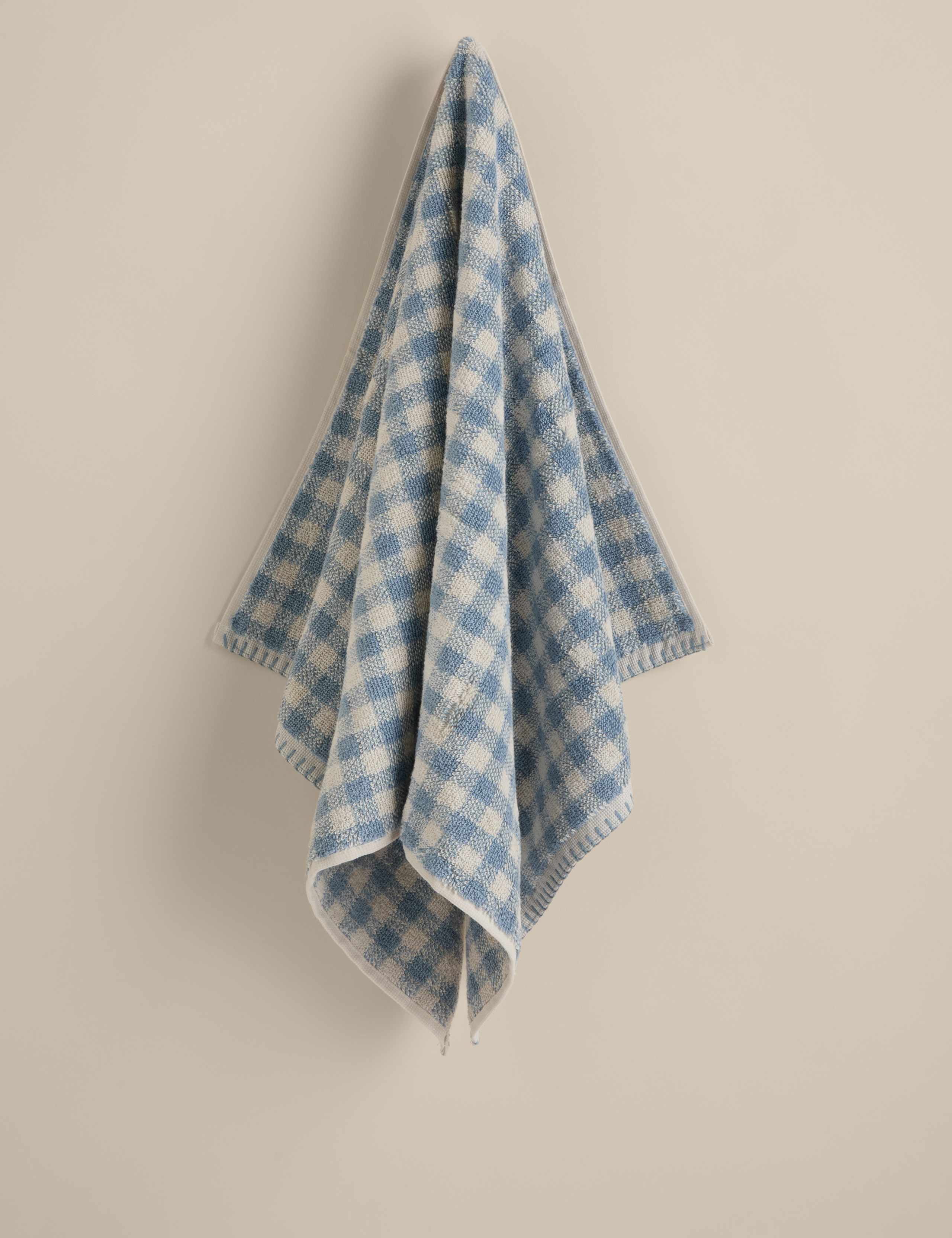 Pure Cotton Gingham Embroidered Towel 4 of 5
