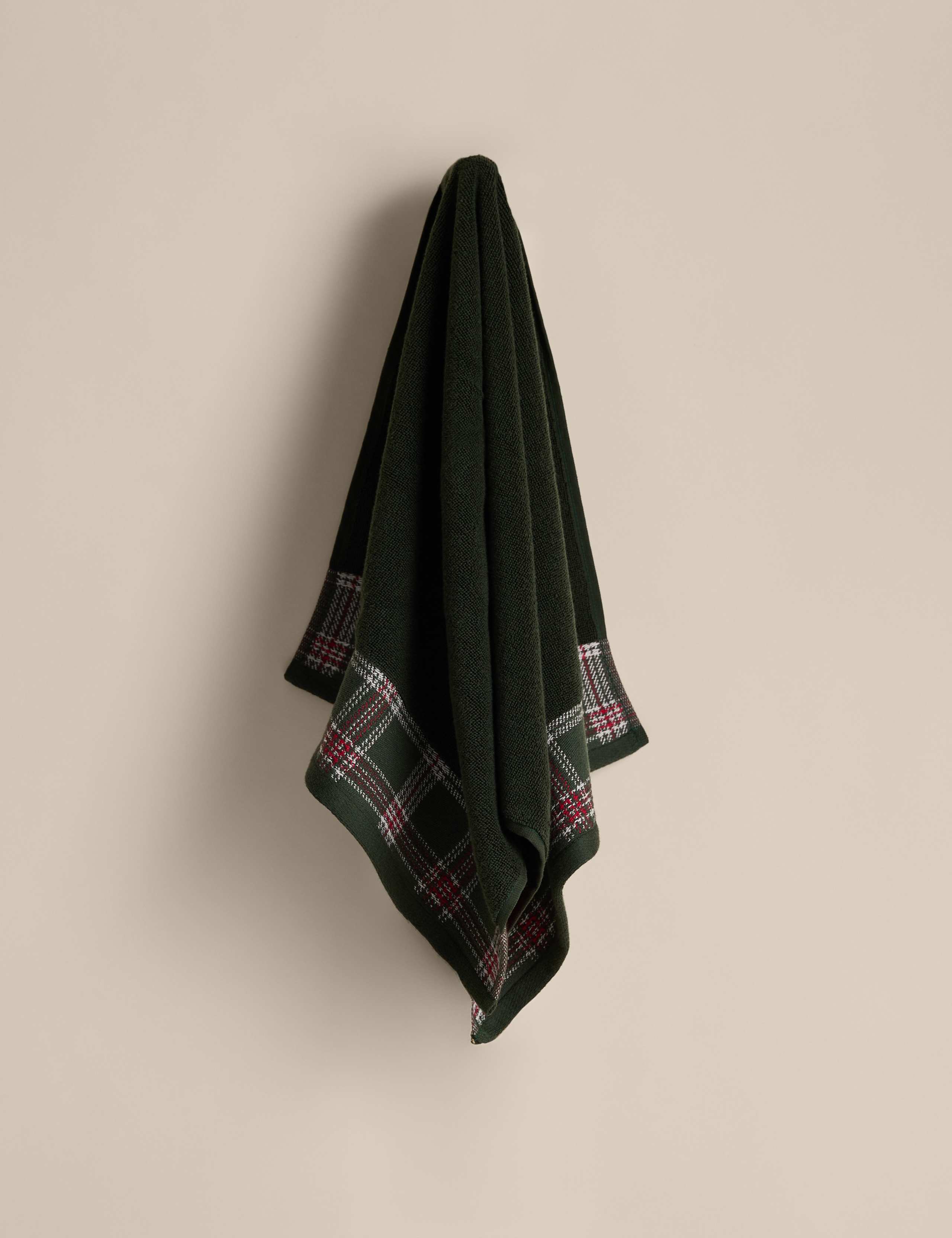 2pk Pure Cotton Merry Christmas Tartan Hand Towels 4 of 7