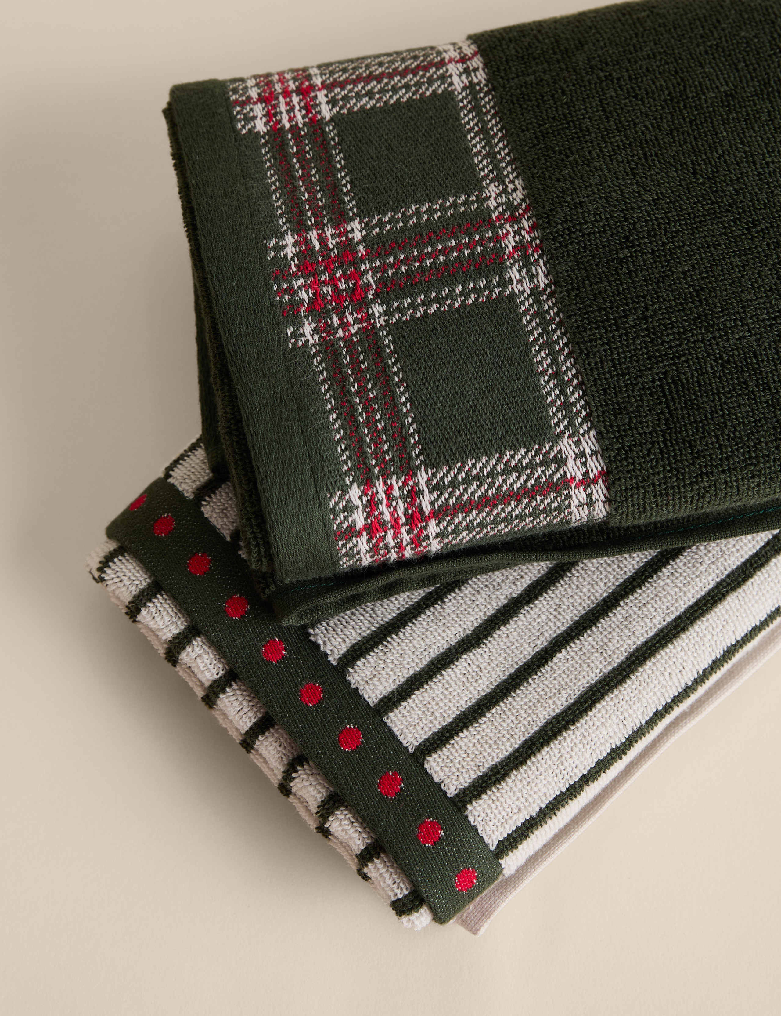 2pk Pure Cotton Merry Christmas Tartan Hand Towels 6 of 7