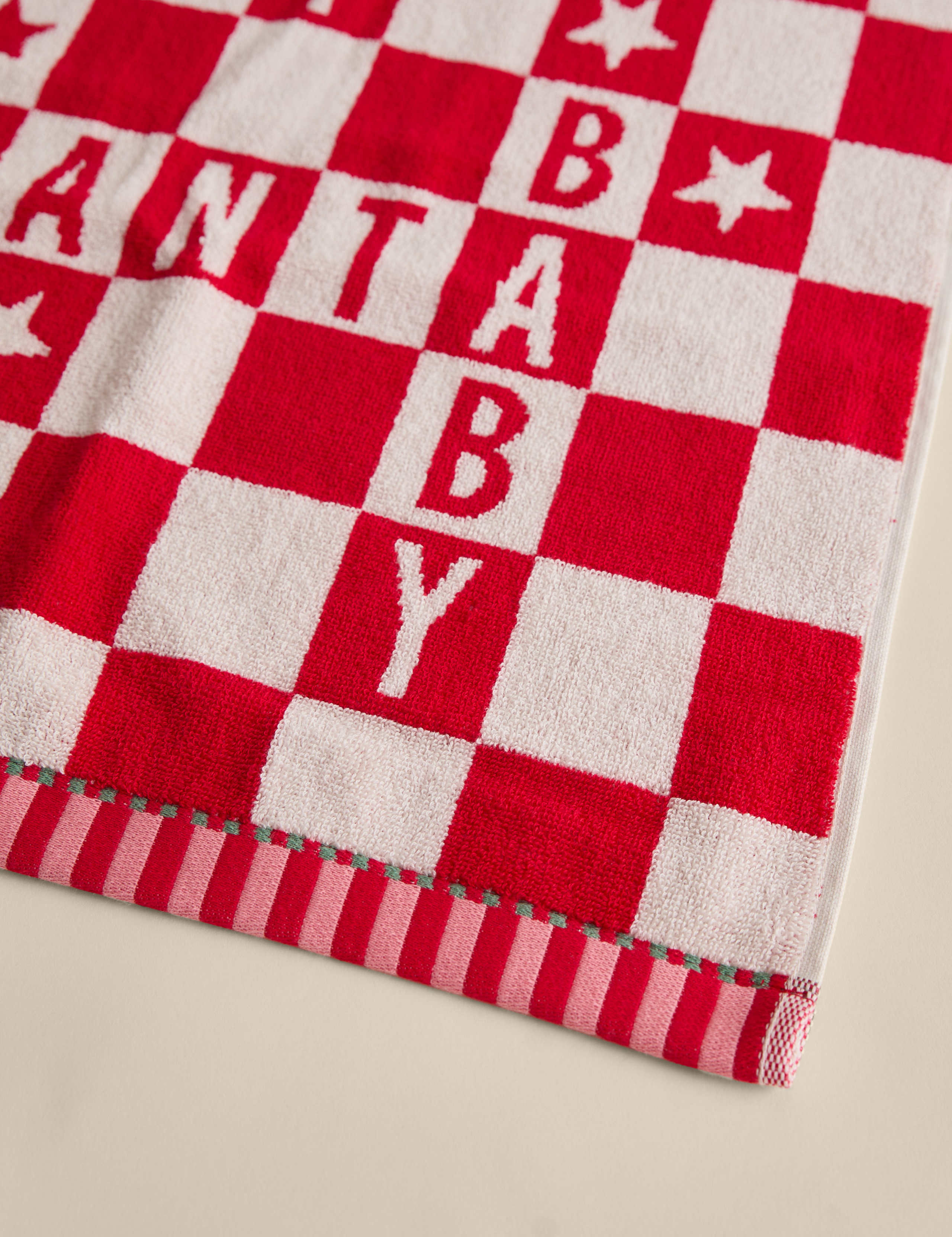 2pk Pure Cotton Santa Baby Christmas Hand Towels 2 of 7