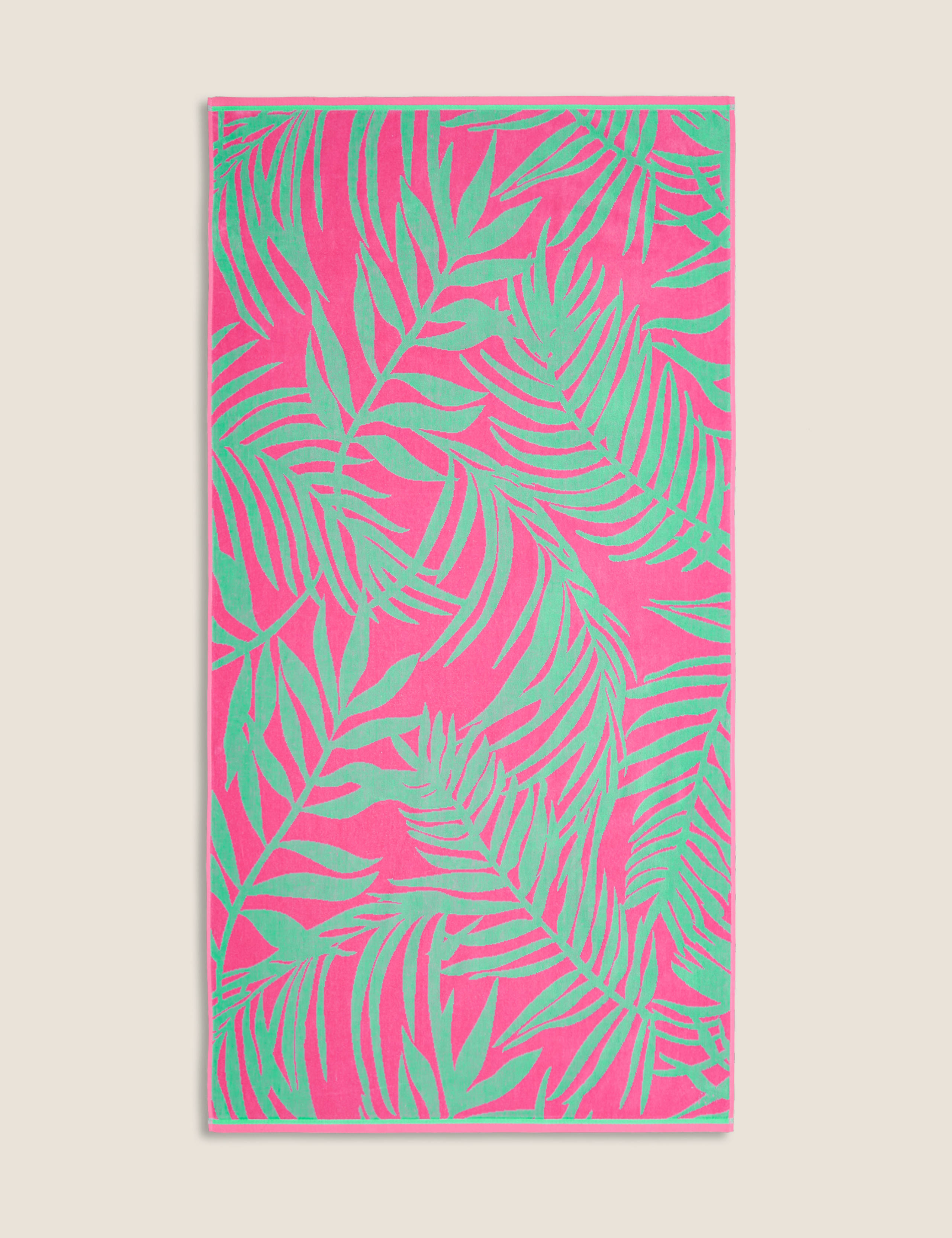 Pure Cotton Palm Print Beach Towel 1 of 2