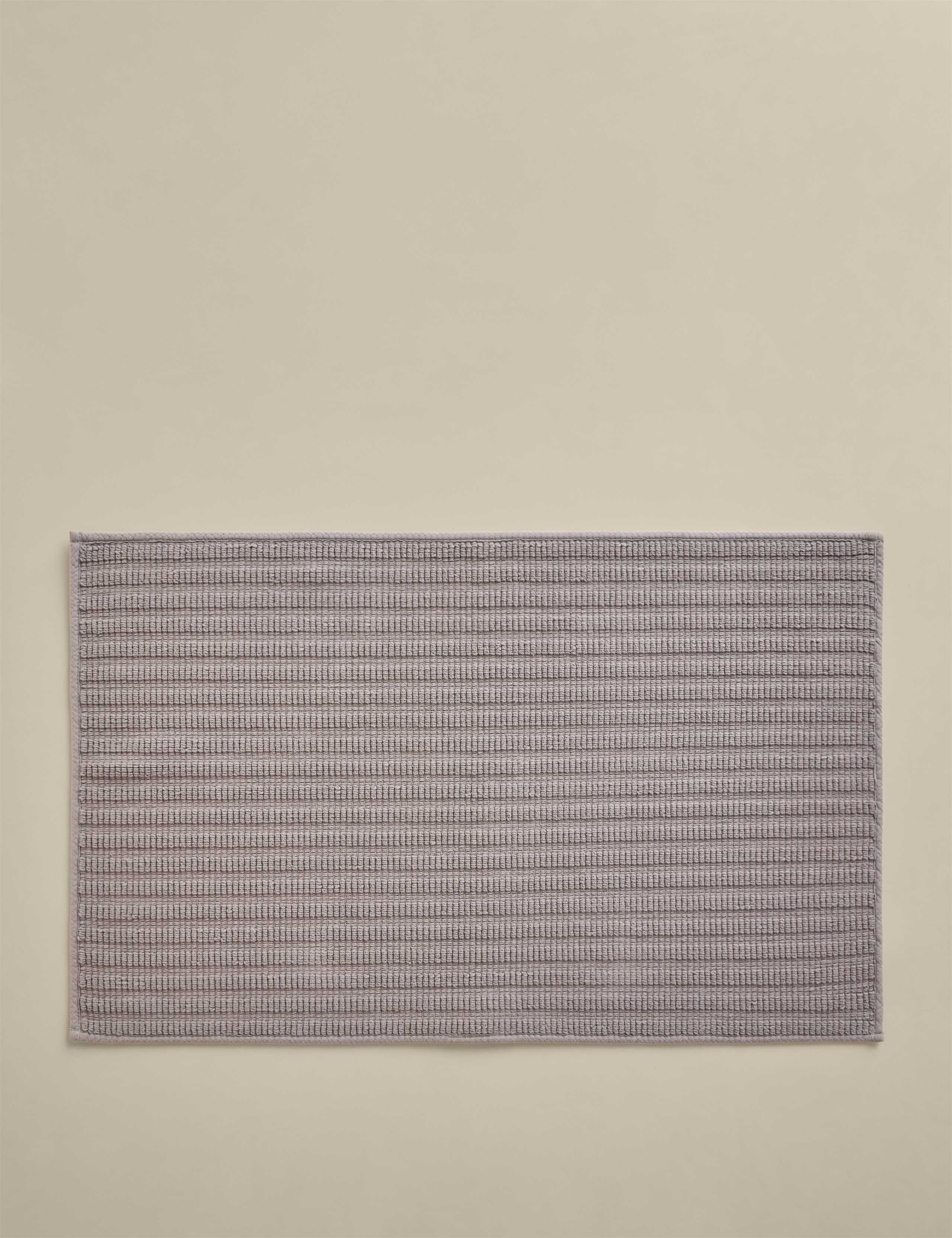 Pure Cotton Ribbed Woven Bath Mat 1 of 3
