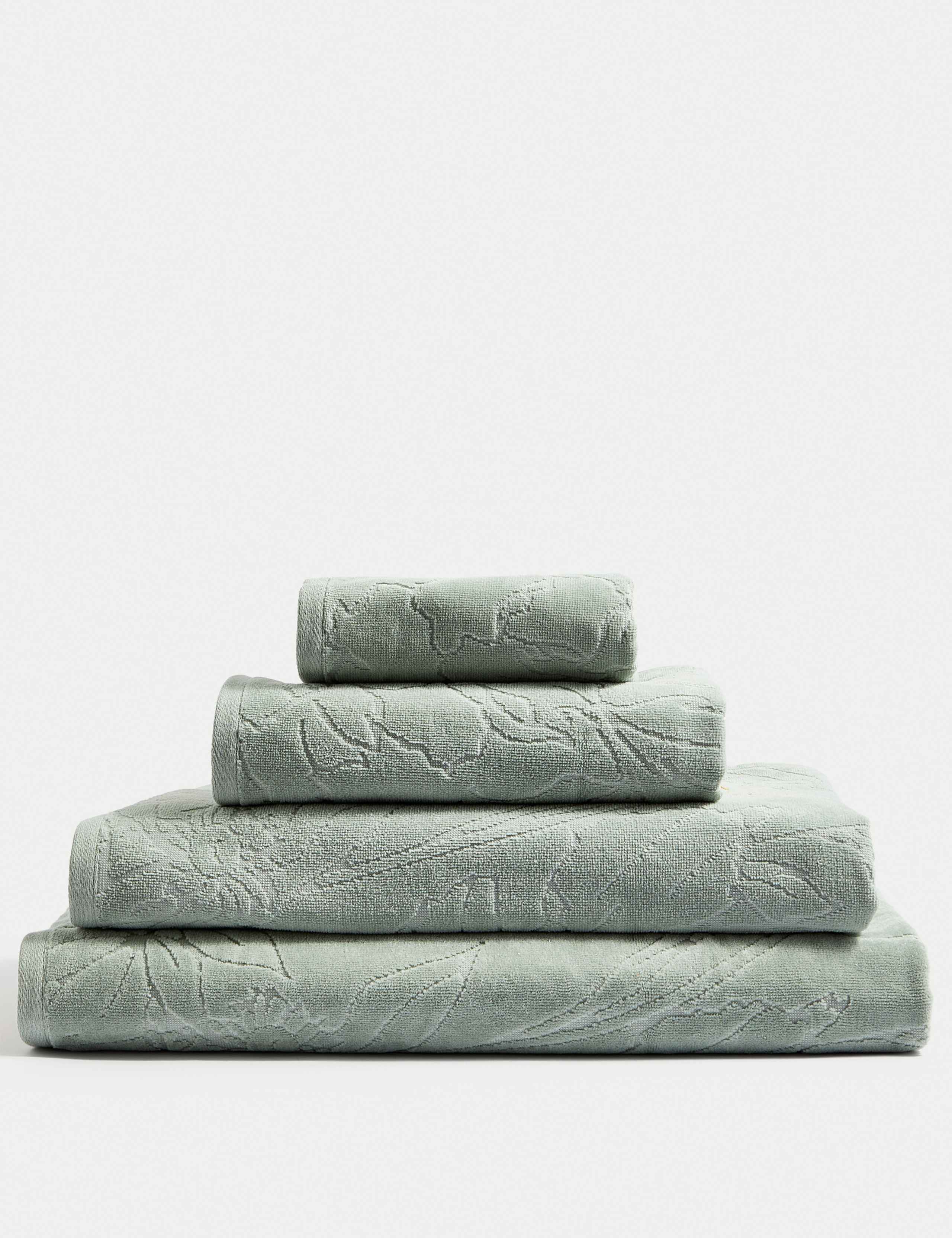Pure Cotton Linear Floral Towel 1 of 5