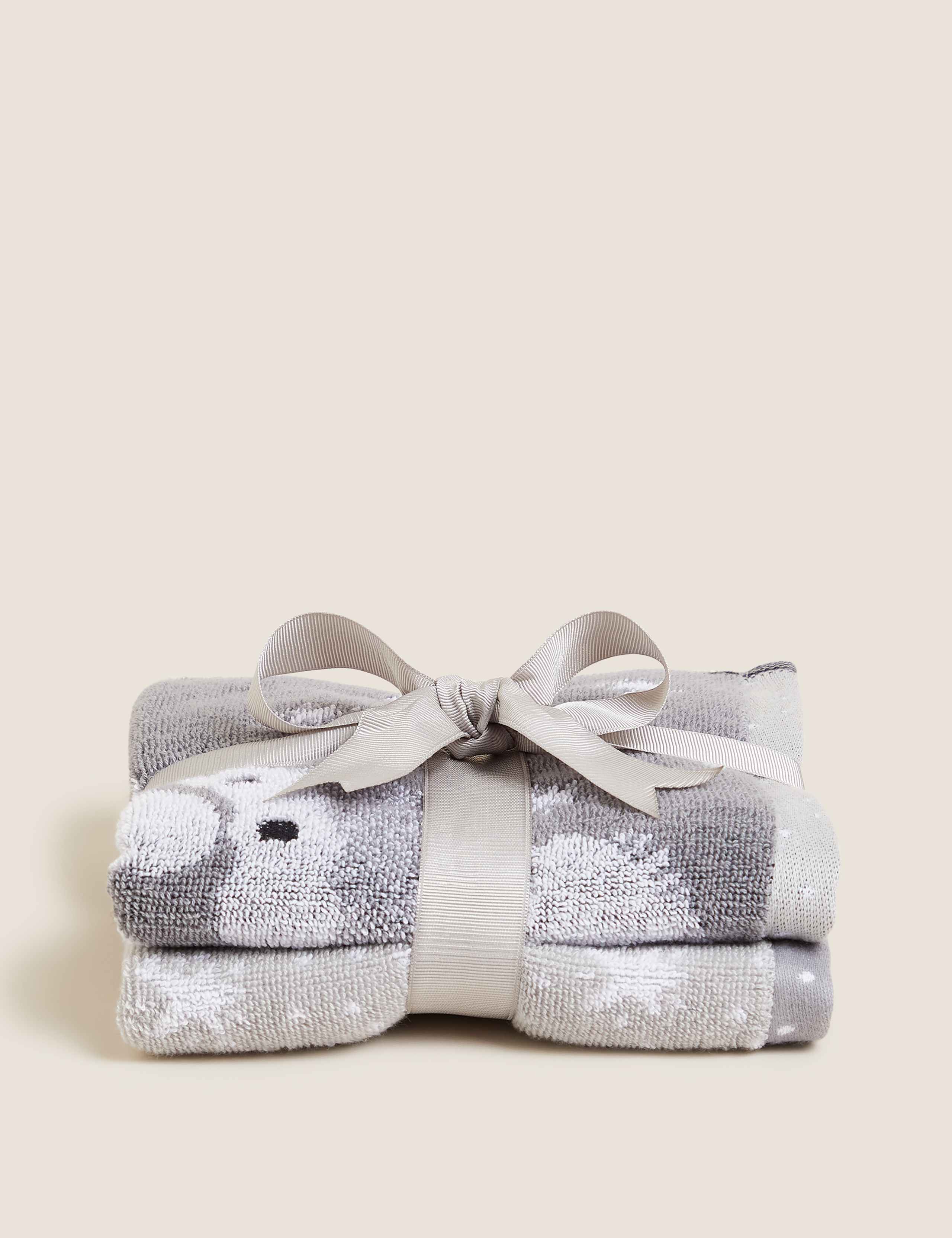 Set of 2 Pure Cotton Penguin Guest Towels 4 of 7