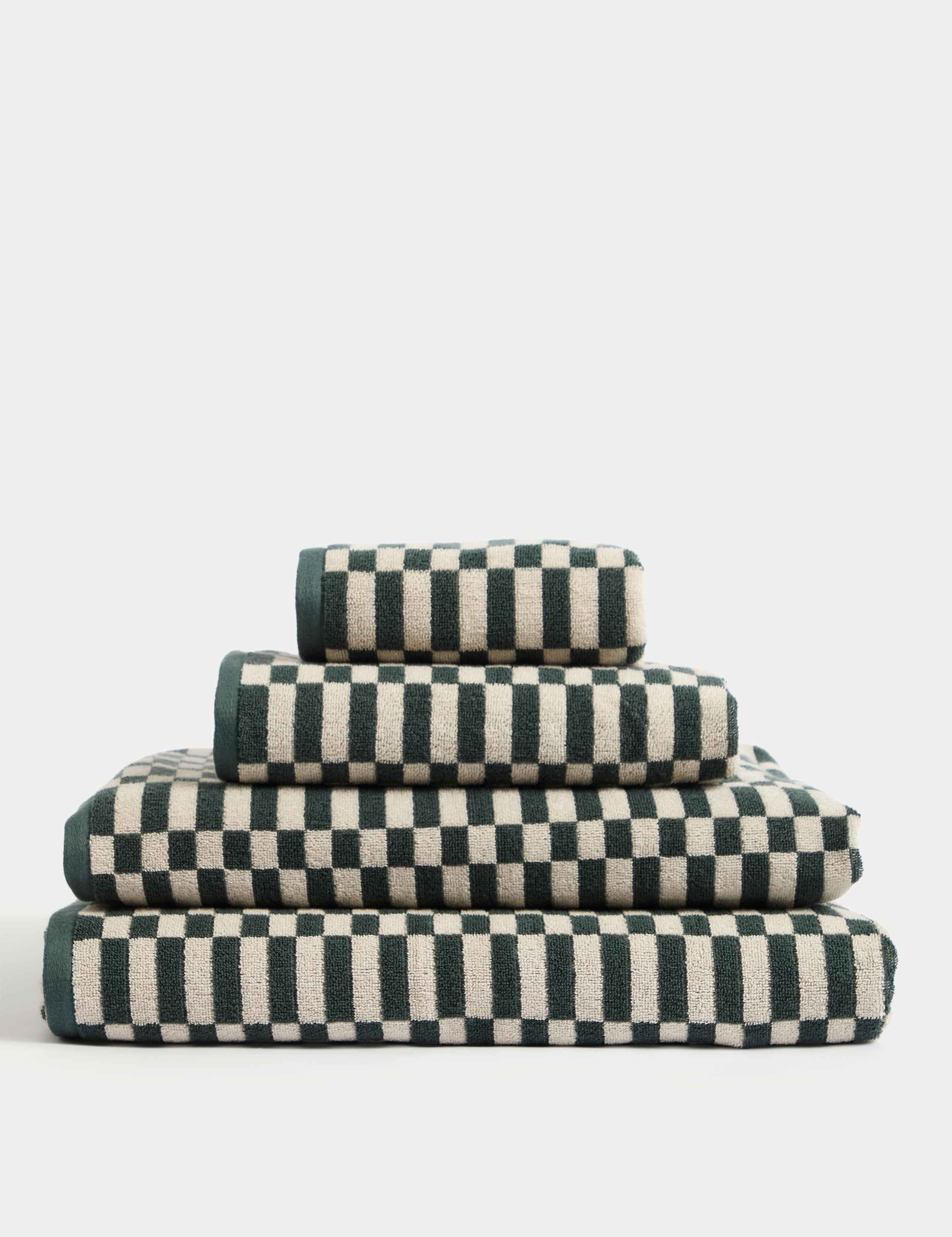 Pure Cotton Geometric Check Towel 3 of 5