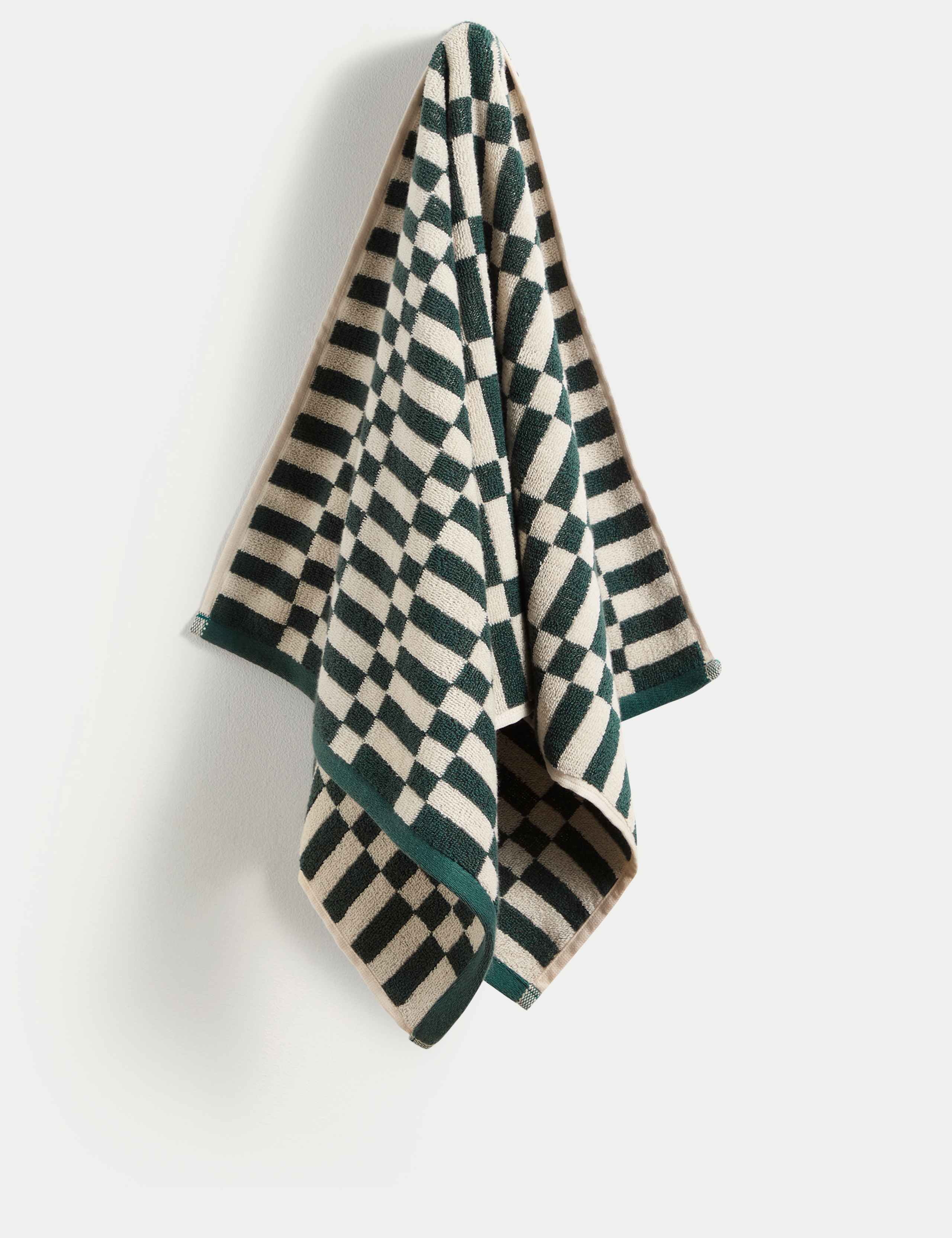 Pure Cotton Geometric Check Towel 4 of 5
