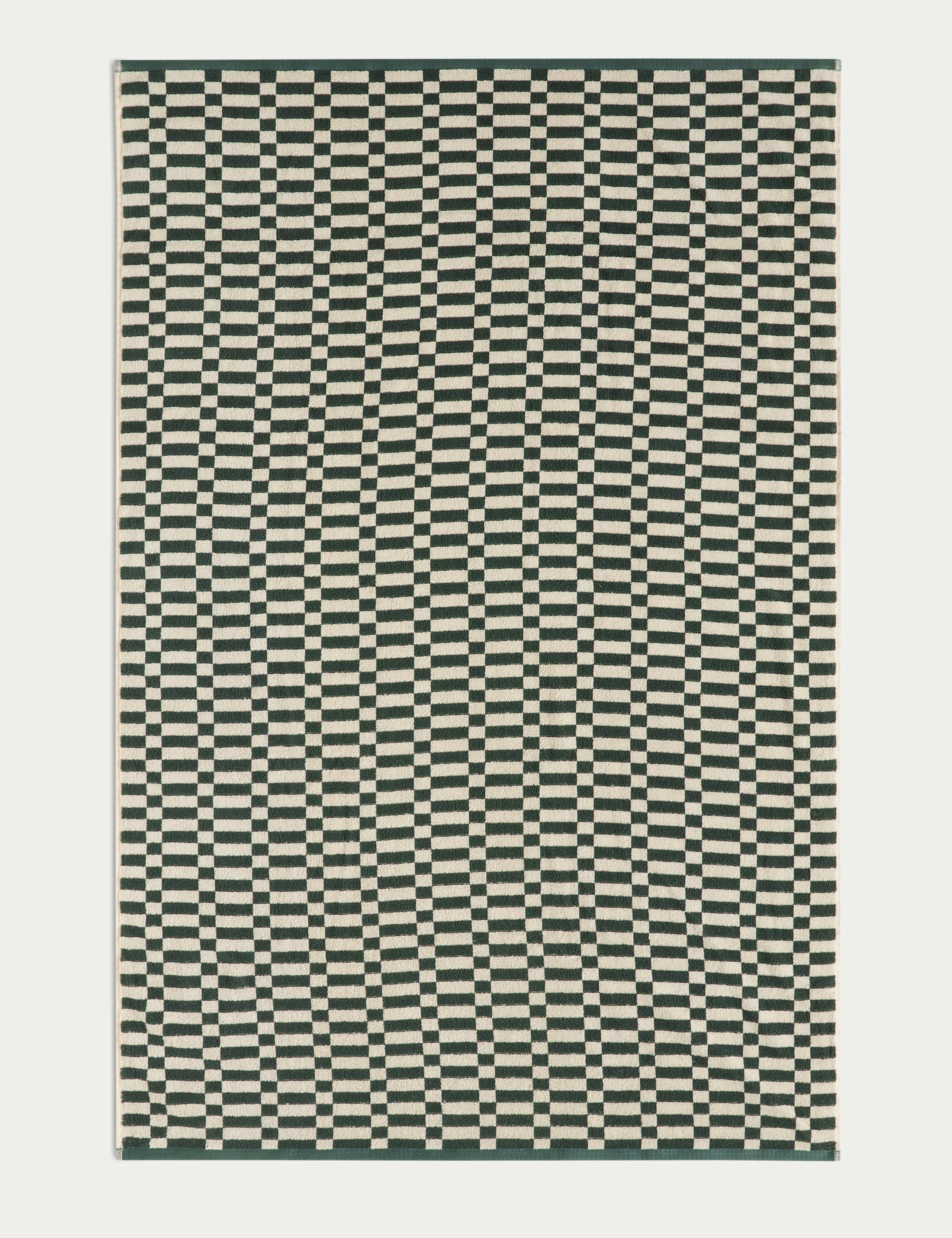 Pure Cotton Geometric Check Towel 5 of 5