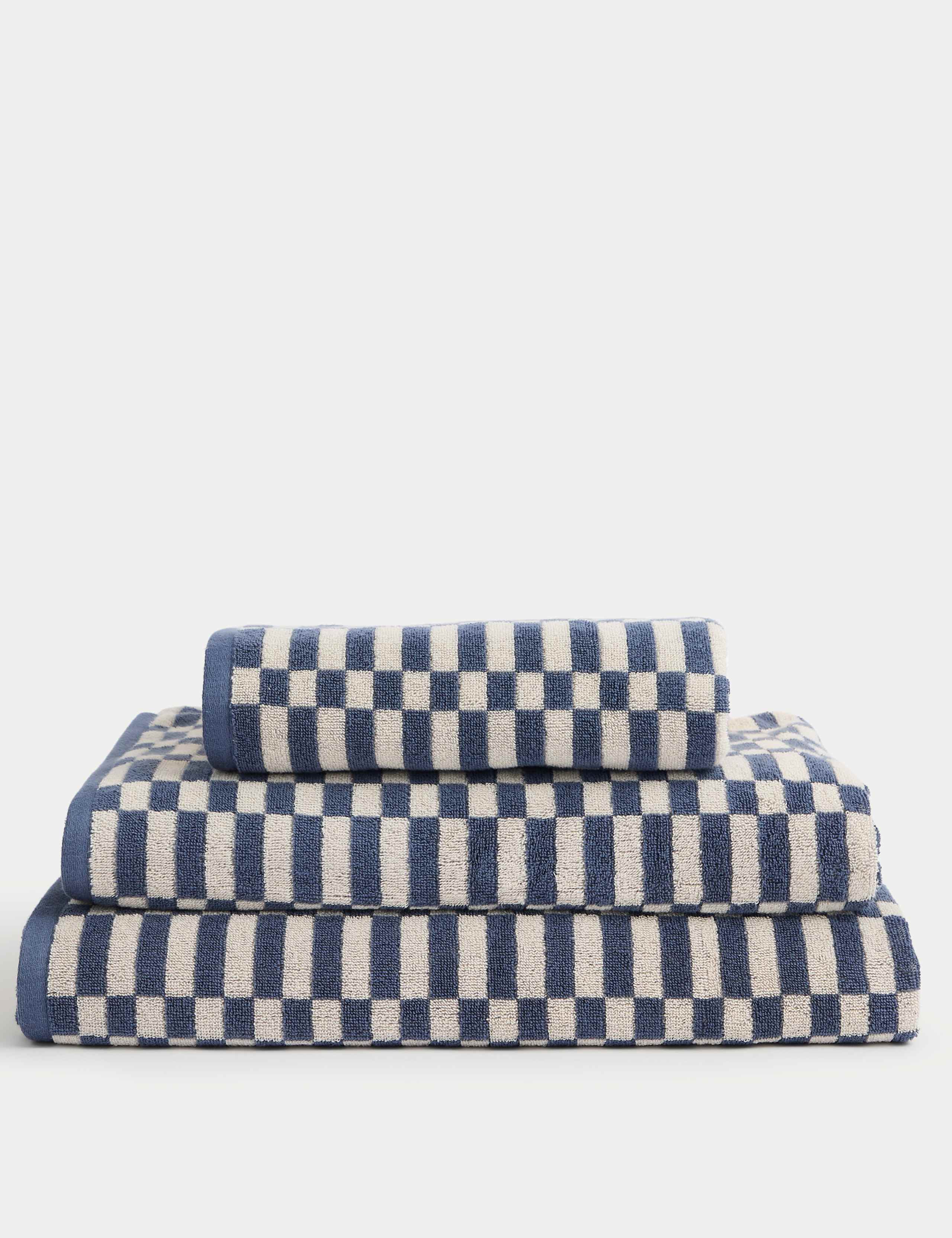 Pure Cotton Geometric Check Towel 3 of 5