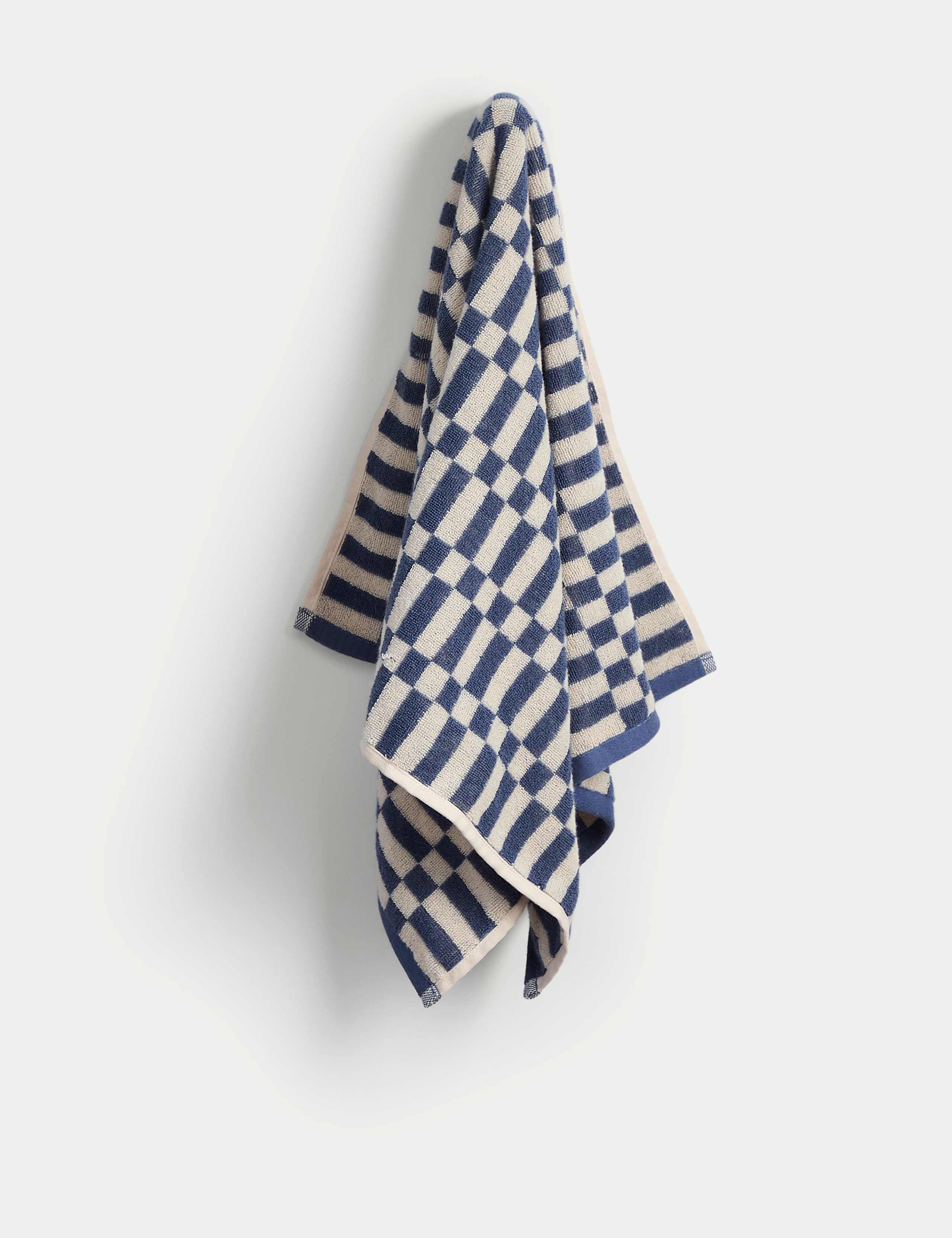 Pure Cotton Geometric Check Towel 4 of 5