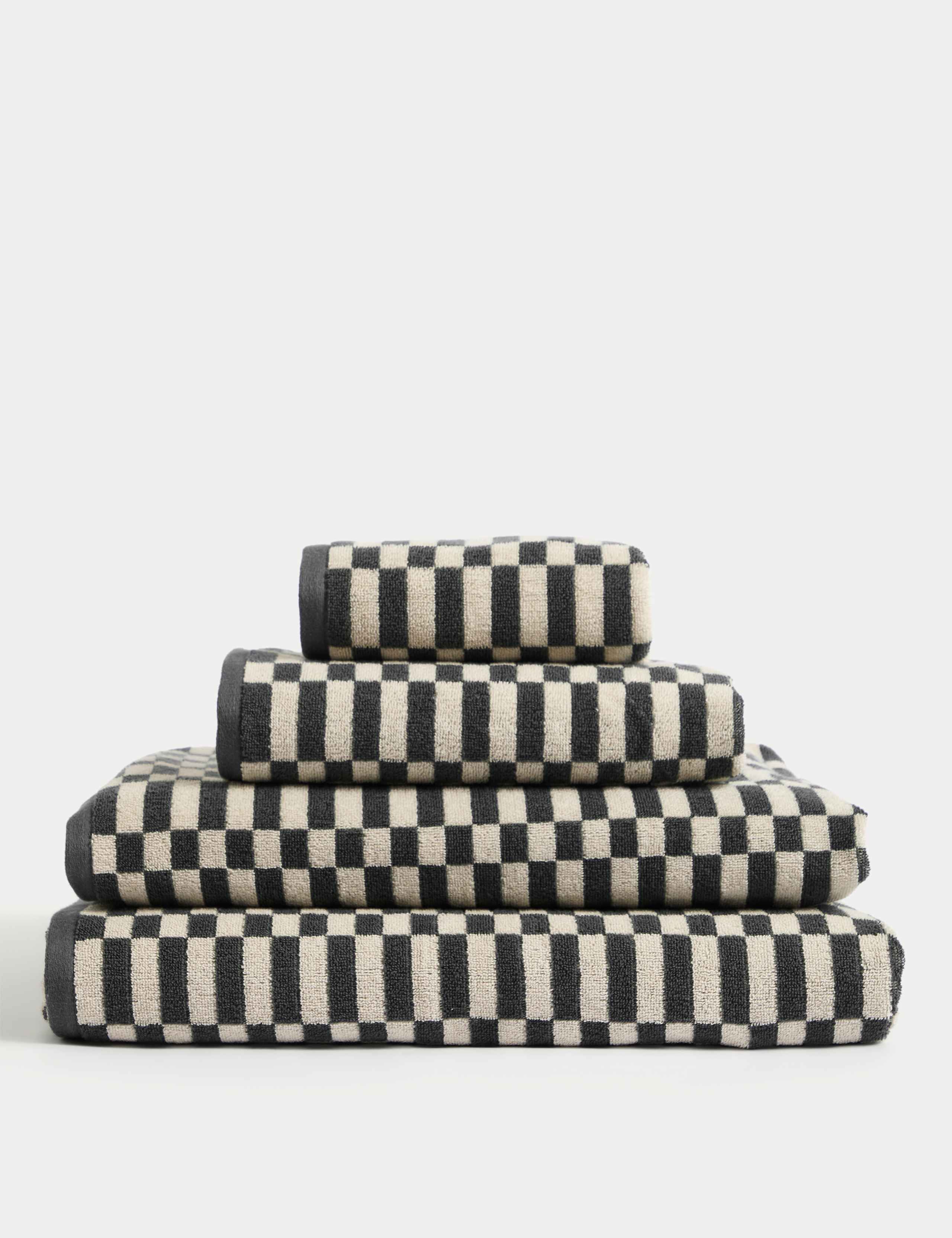 Pure Cotton Geometric Check Towel 3 of 5