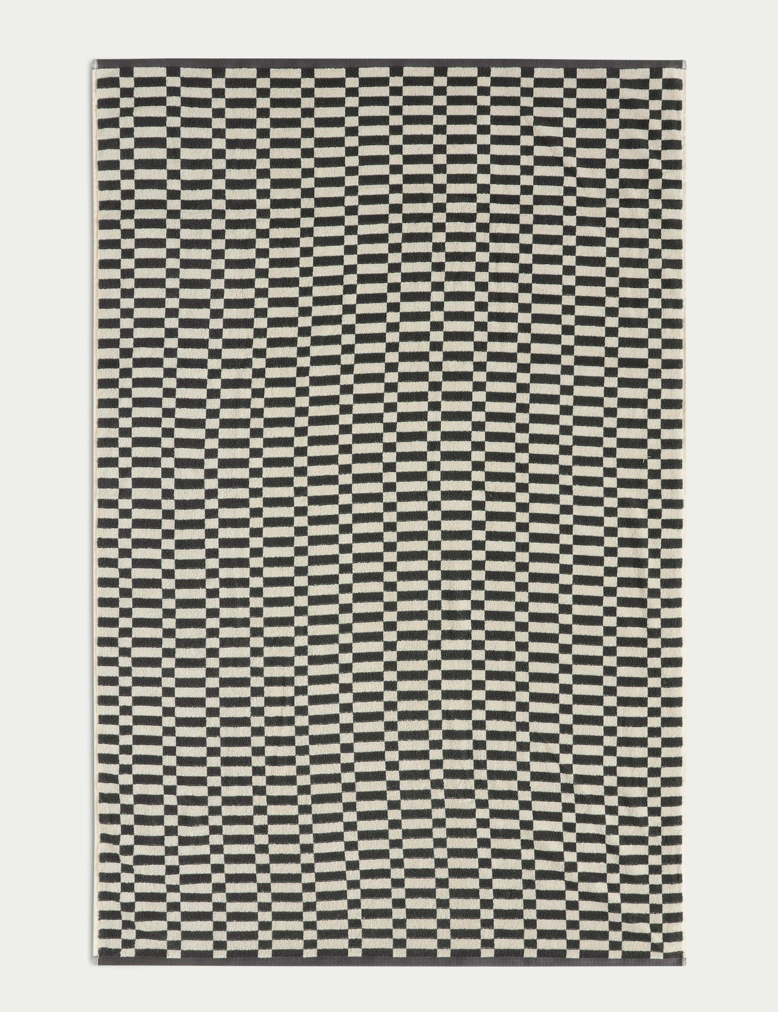 Pure Cotton Geometric Check Towel 5 of 5