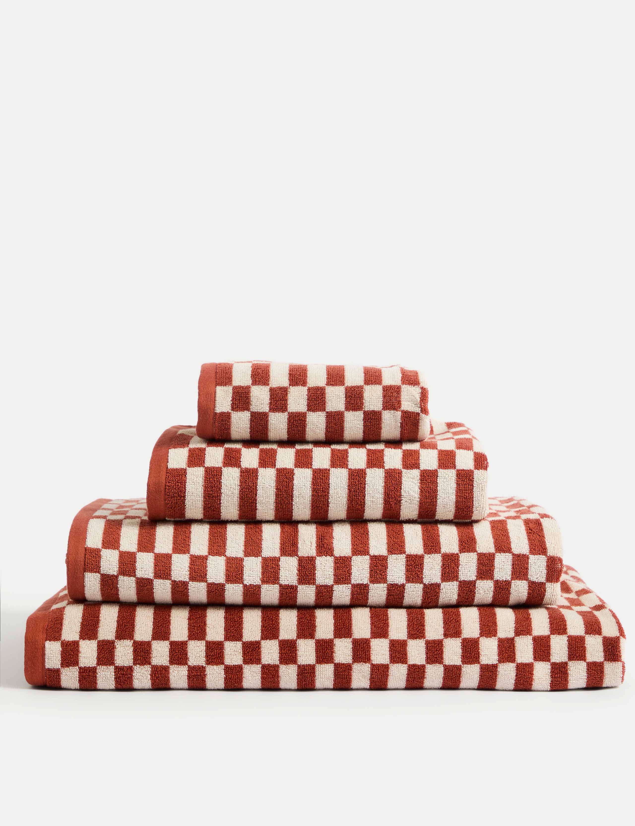 Pure Cotton Geometric Check Towel 4 of 7