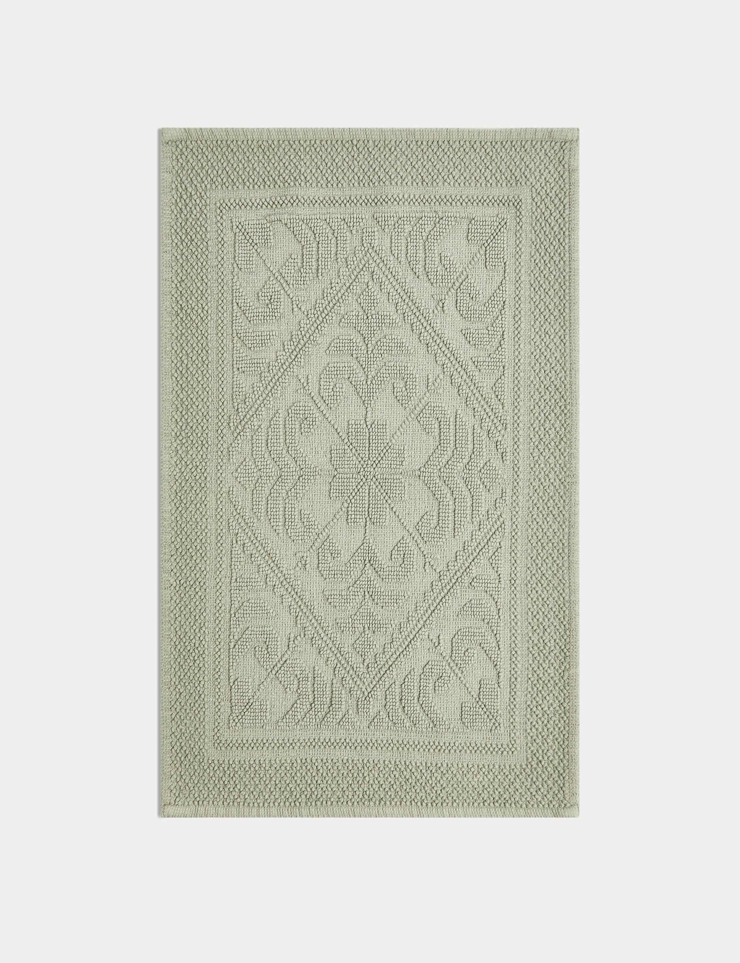 Pure Cotton Damask Bath Mat 2 of 2