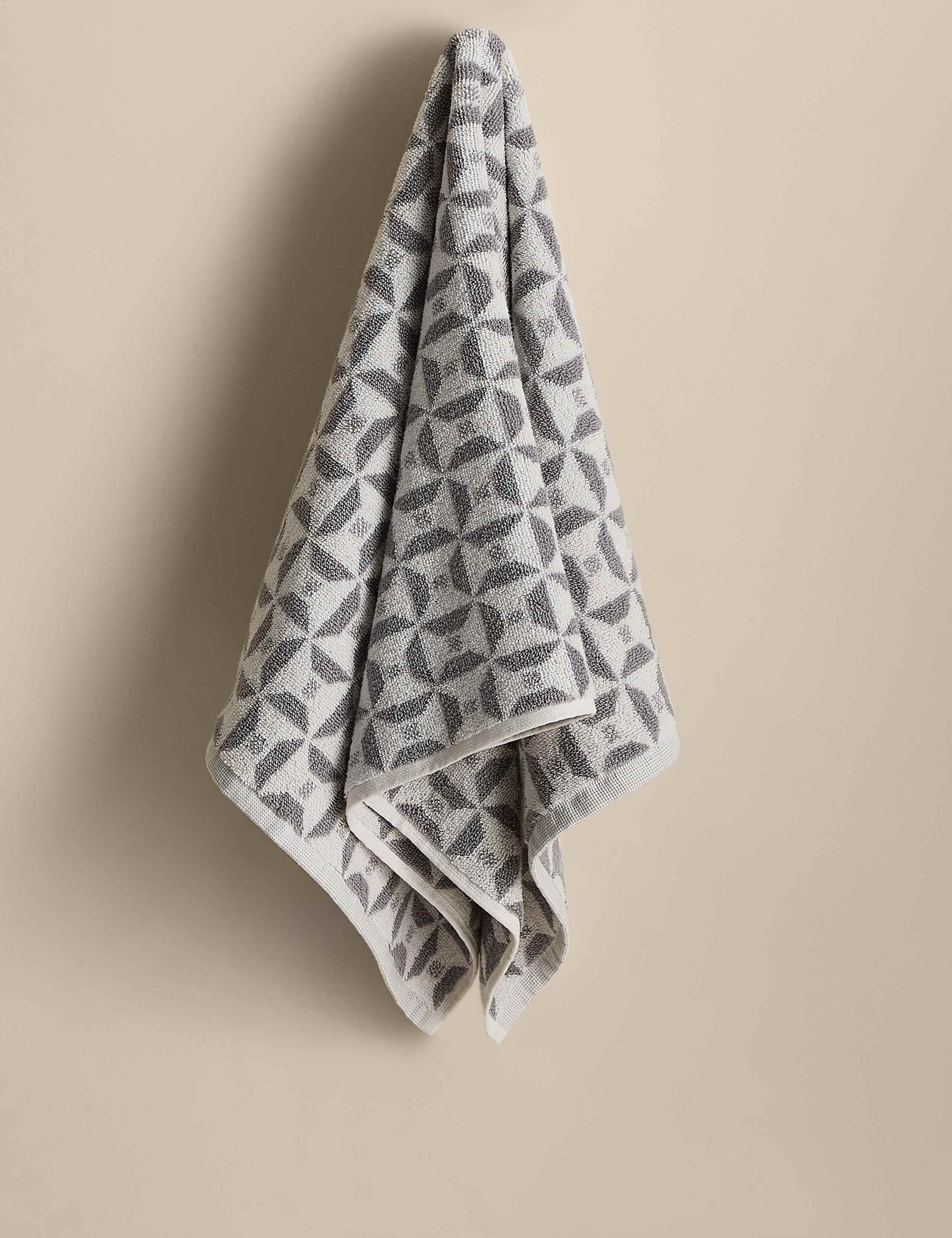 Pure Cotton Geometric Tile Towel 3 of 5