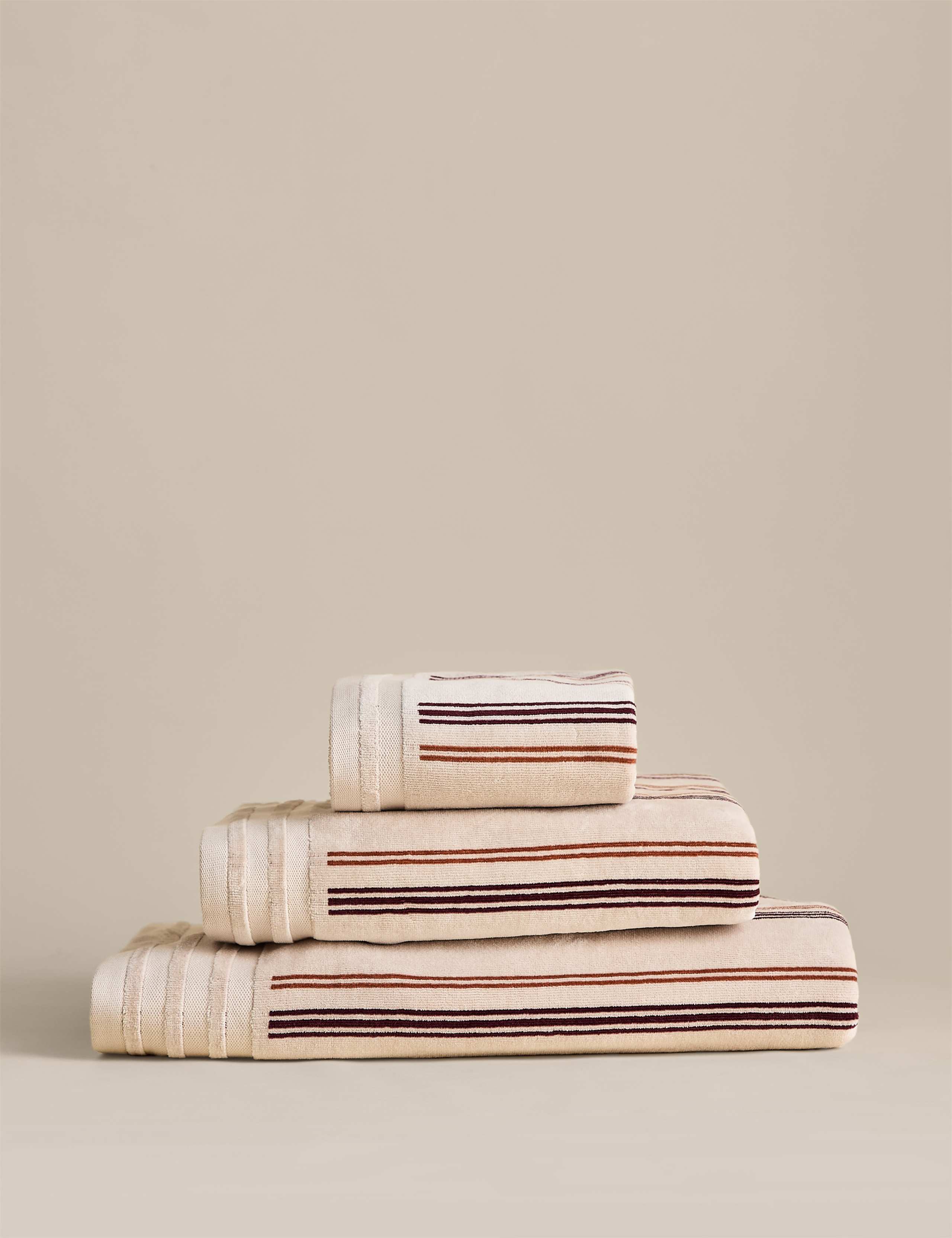 Pure Cotton Striped Velour Towel 1 of 5