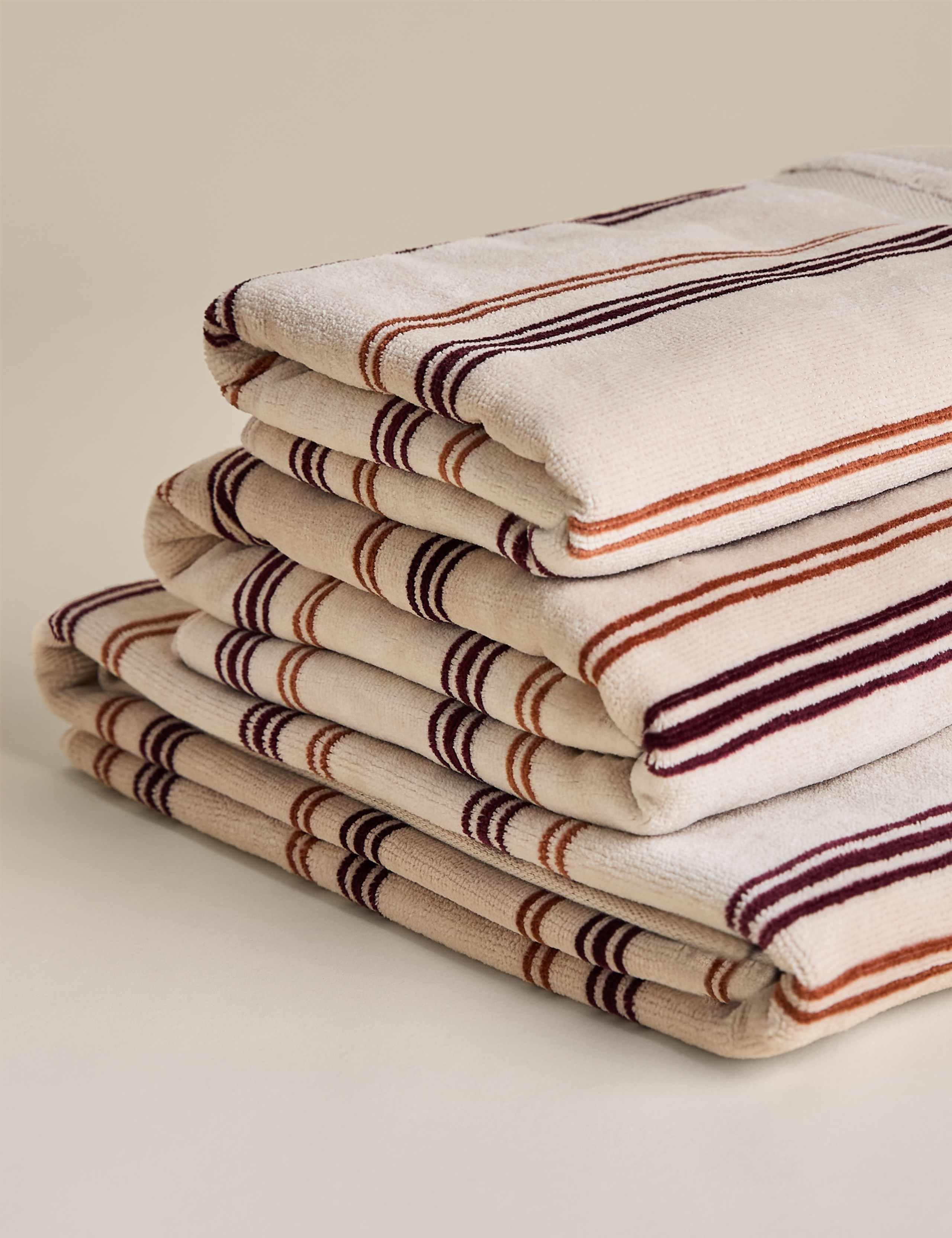 Pure Cotton Striped Velour Towel 3 of 5