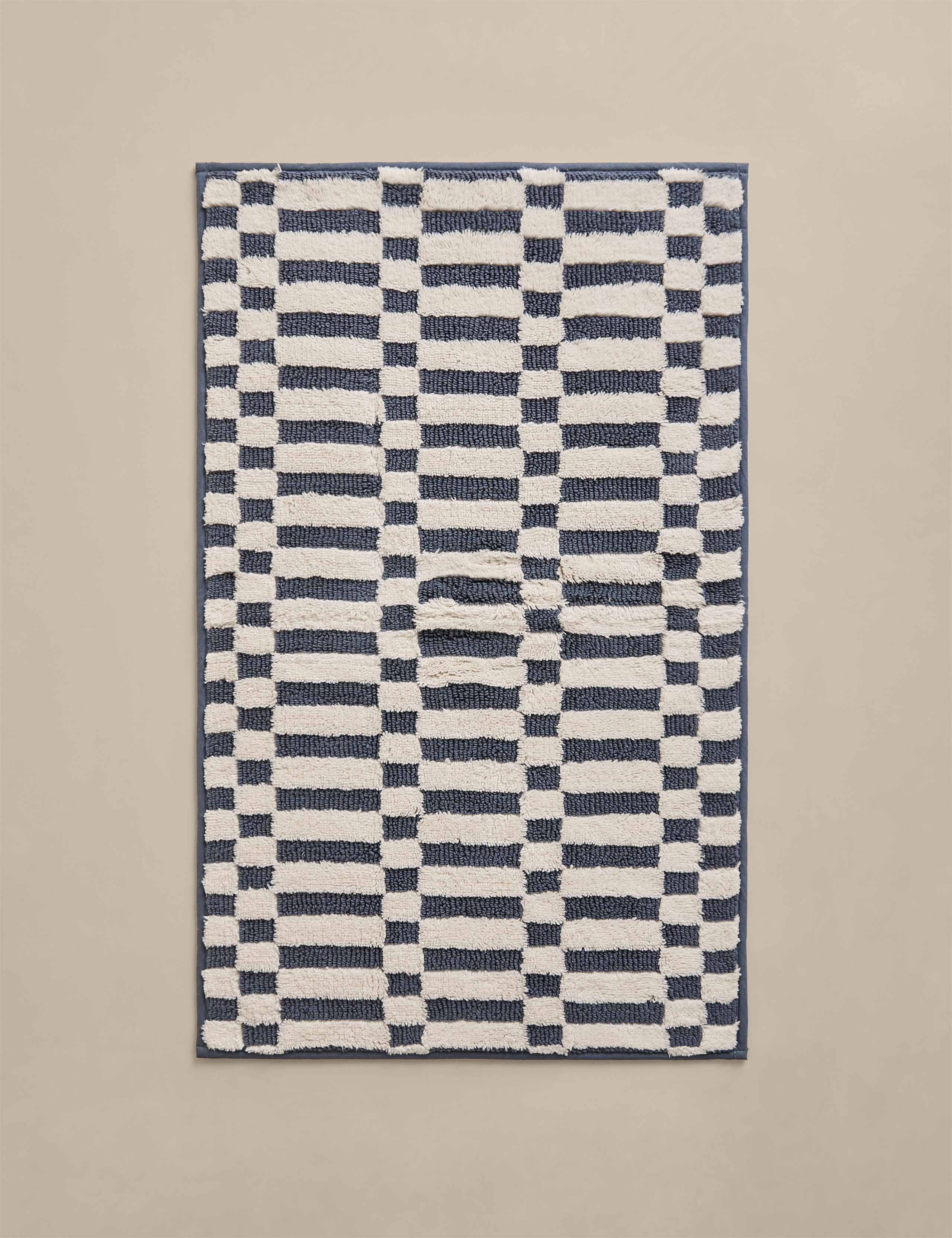 Pure Cotton Geometric Non Slip Bath Mat 2 of 3