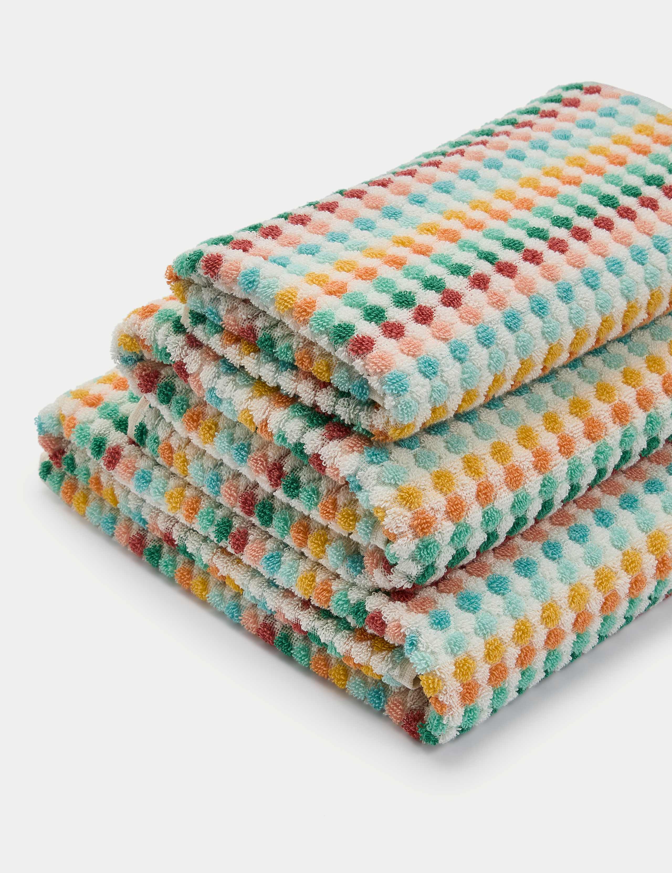Pure Cotton Spotty Striped Towel 1 of 5