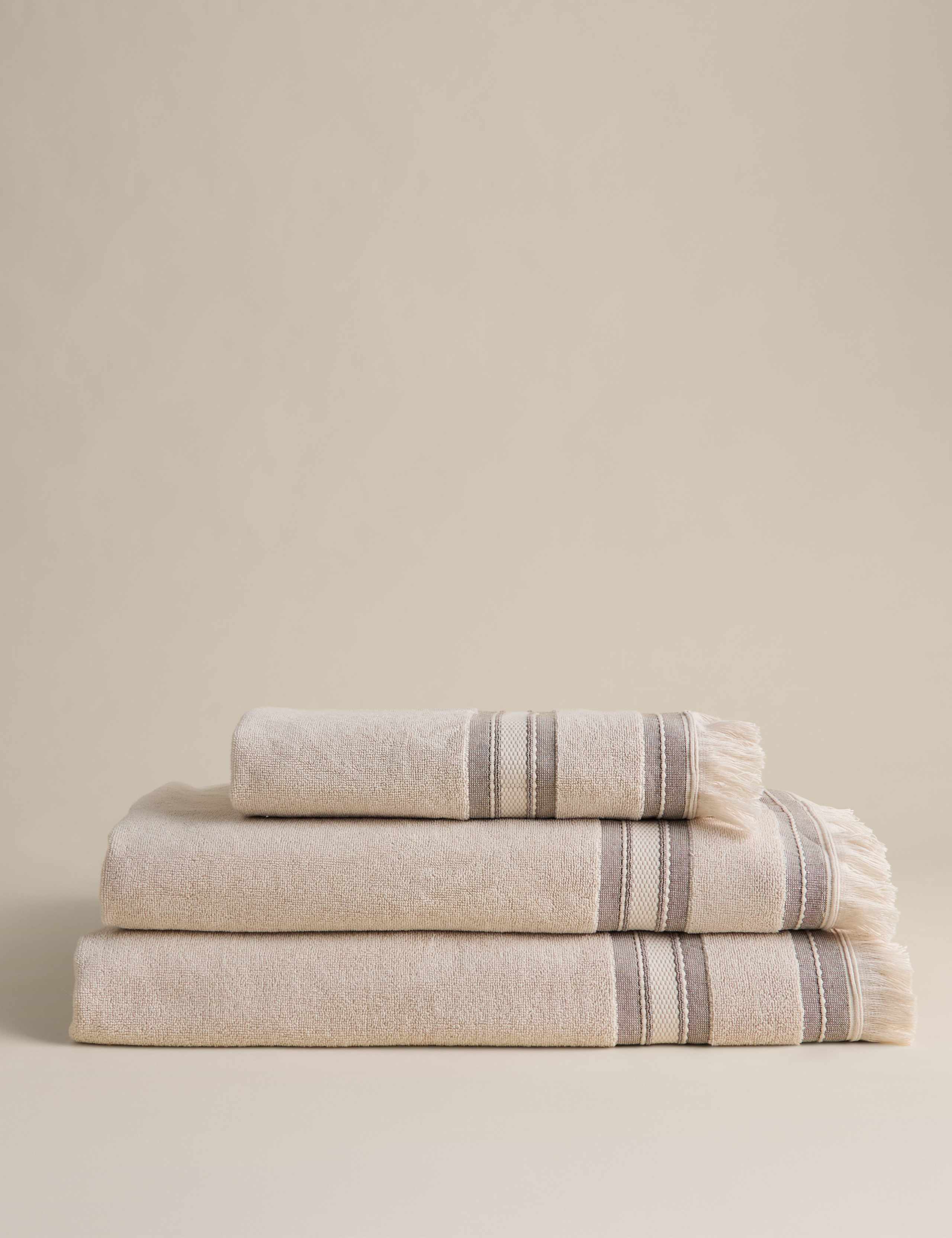 Cotton Rich Fringed Border Towel 1 of 4
