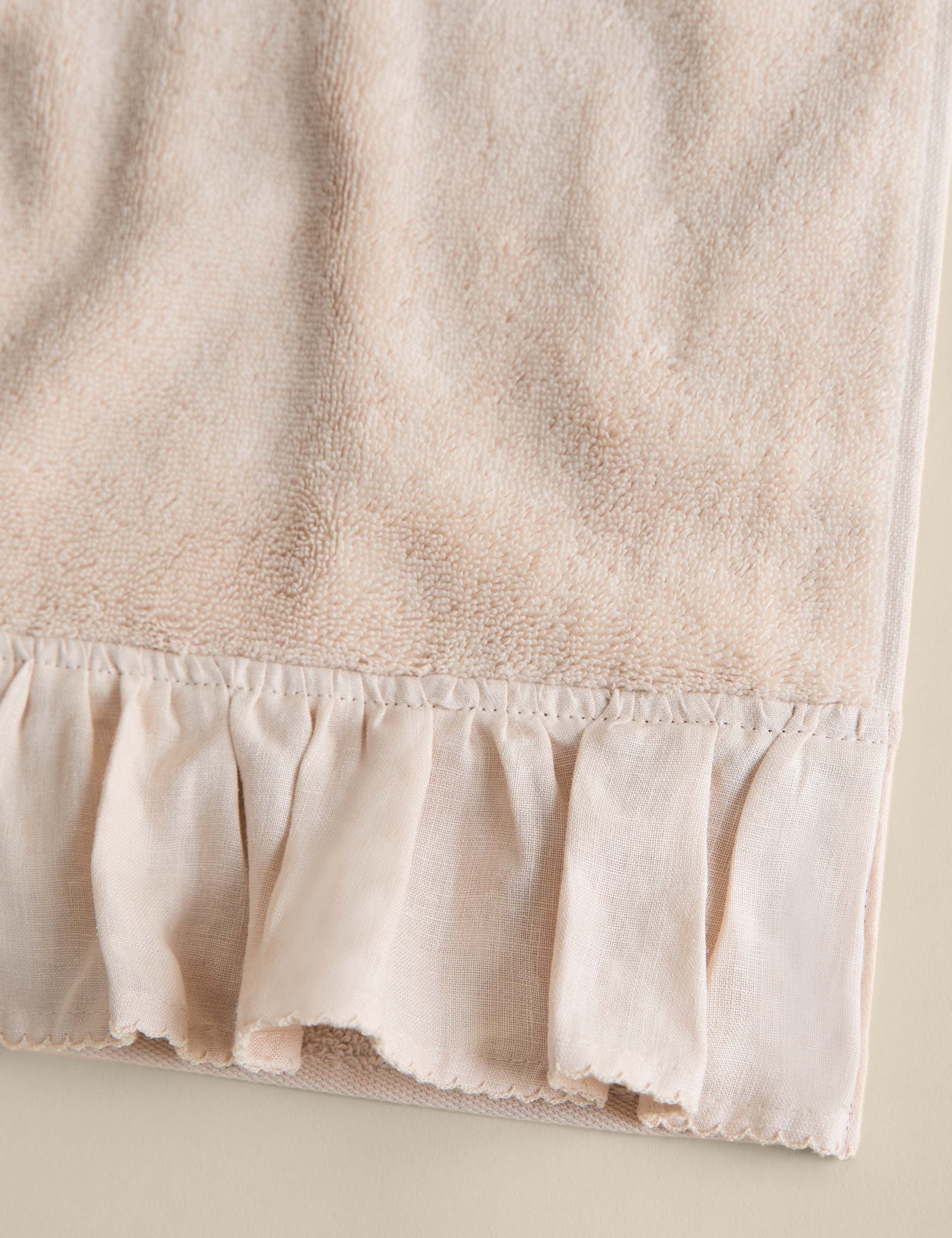 Pure Cotton Ruffle Towel with Linen Border 4 of 4