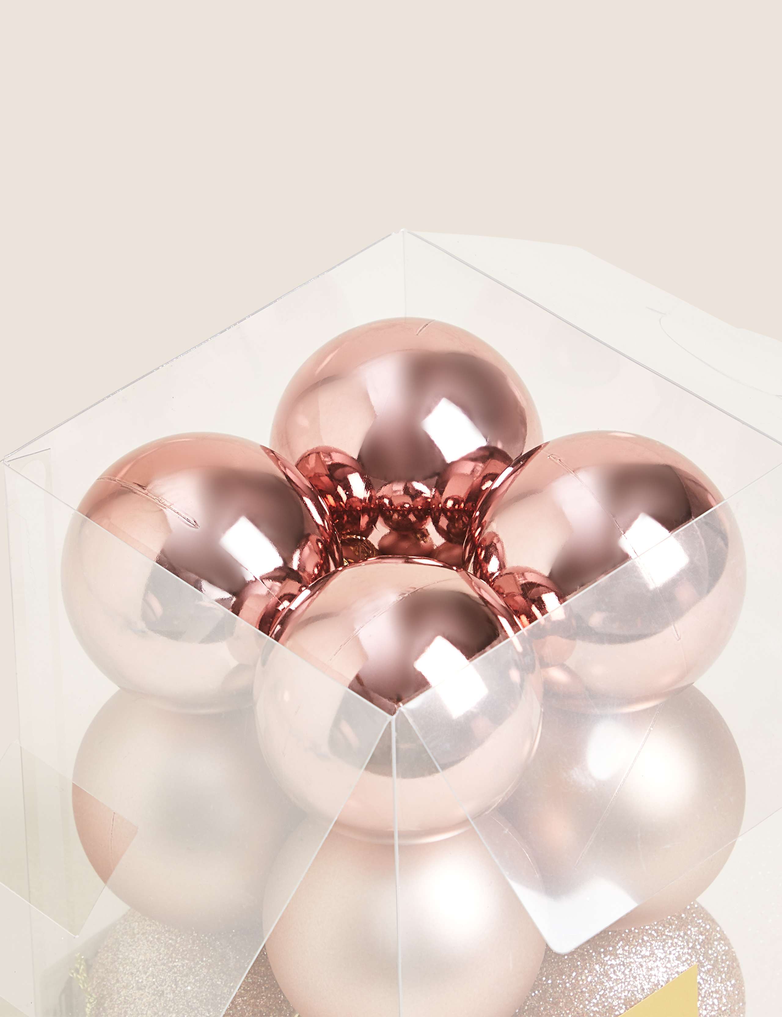 12pk Rose Gold Shatterproof Baubles 2 of 2