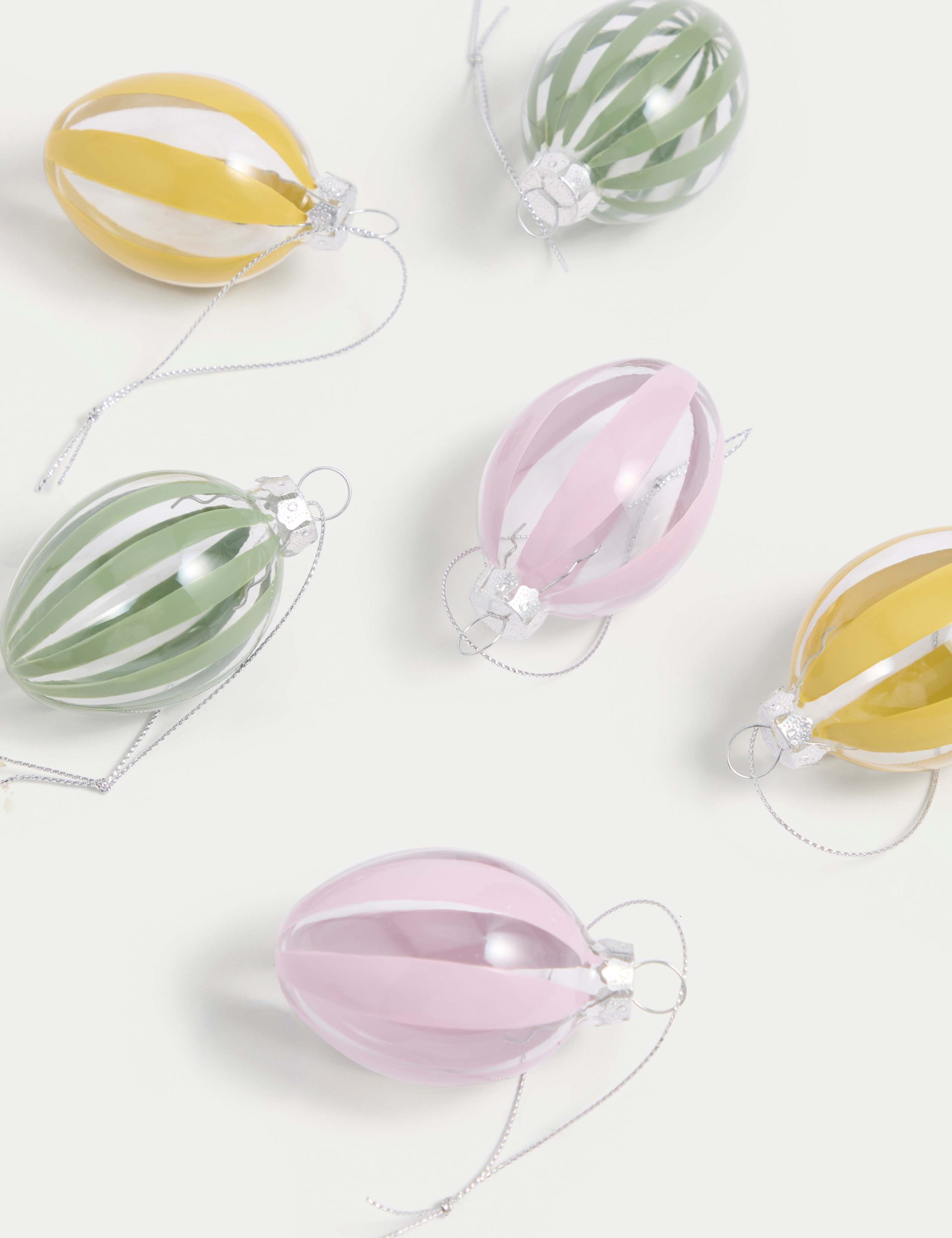 6pk Glass Hanging Egg Decorations 1 of 3
