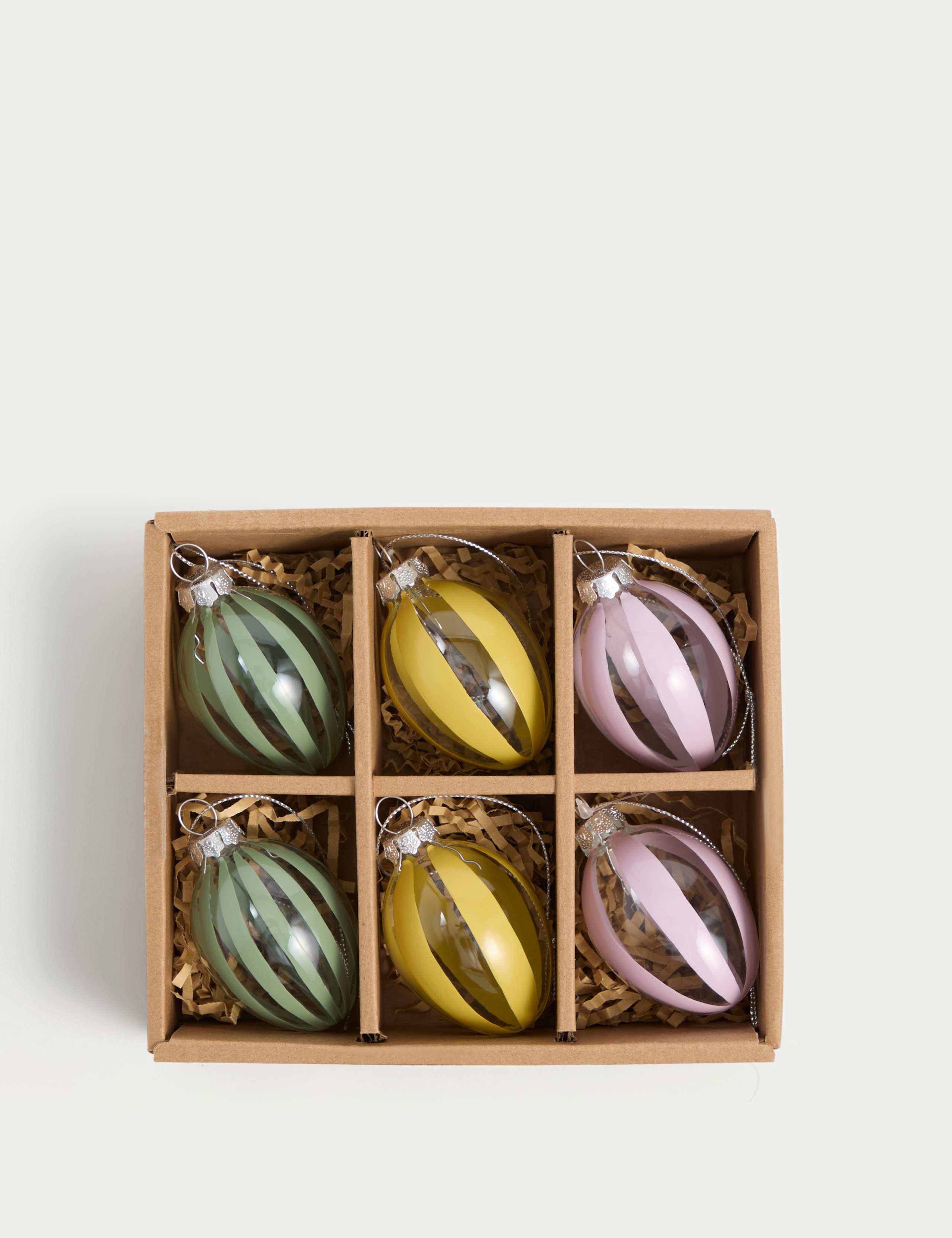 6pk Glass Hanging Egg Decorations 2 of 3