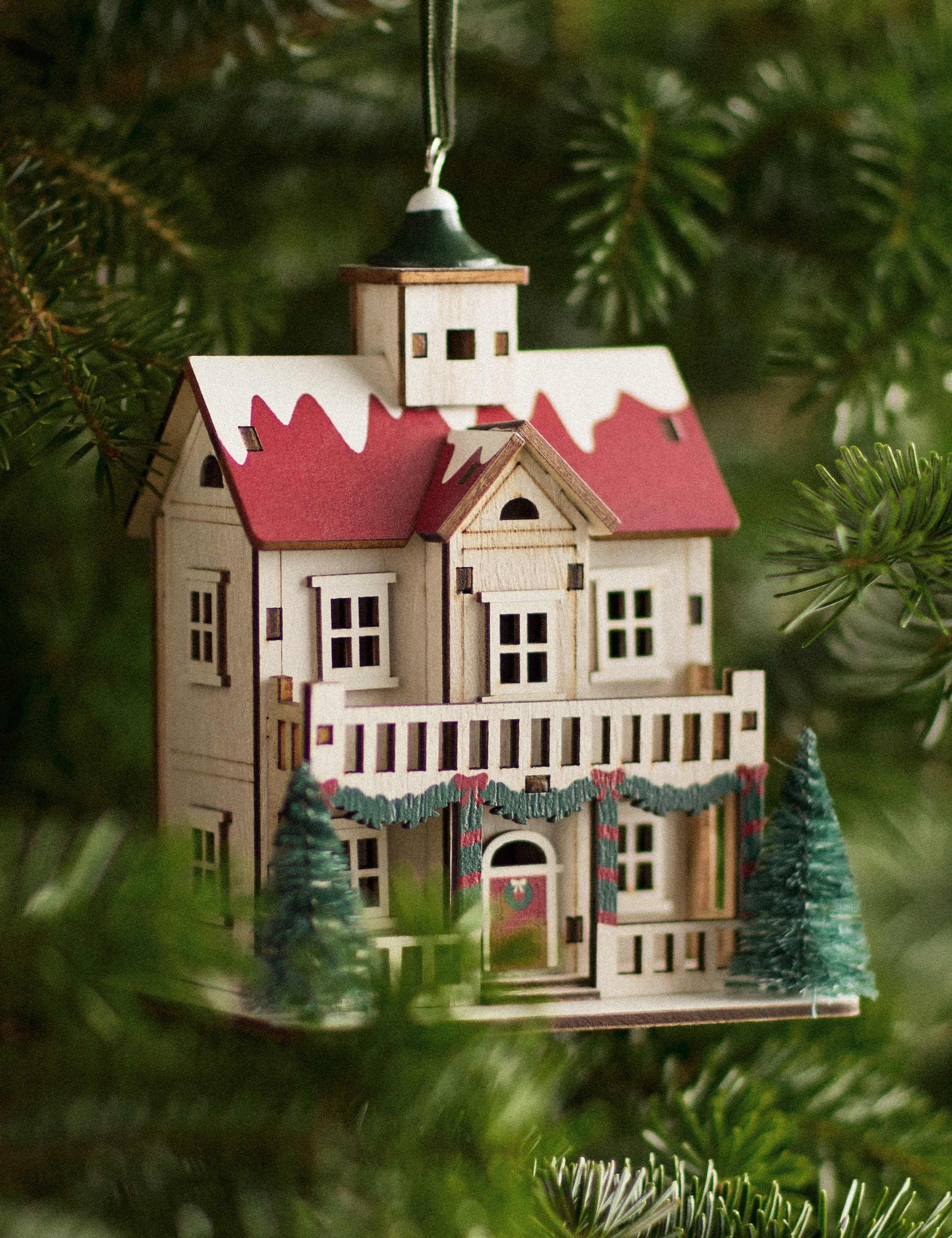 Painted Wooden House Hanging Decoration 1 of 3