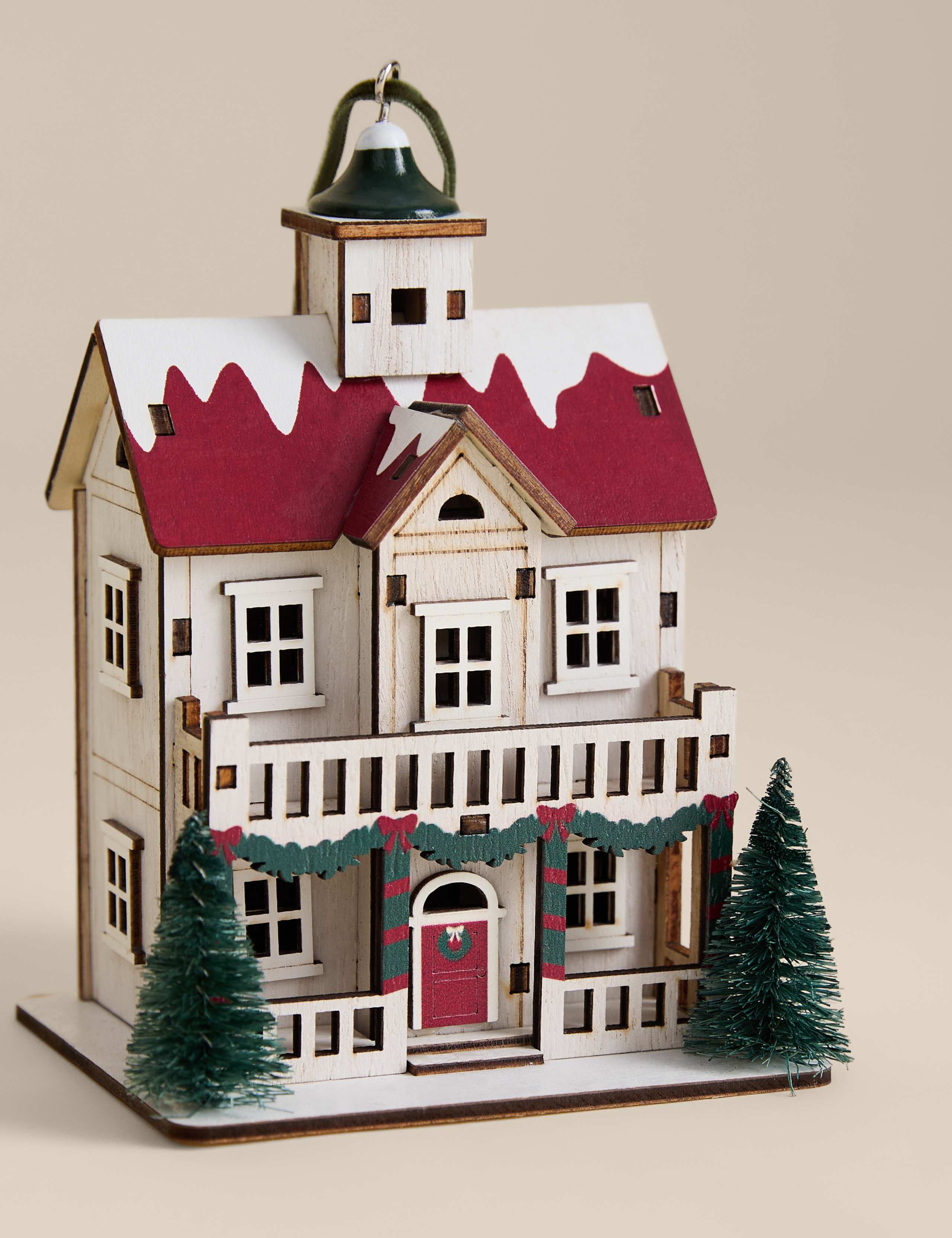 Painted Wooden House Hanging Decoration 3 of 3