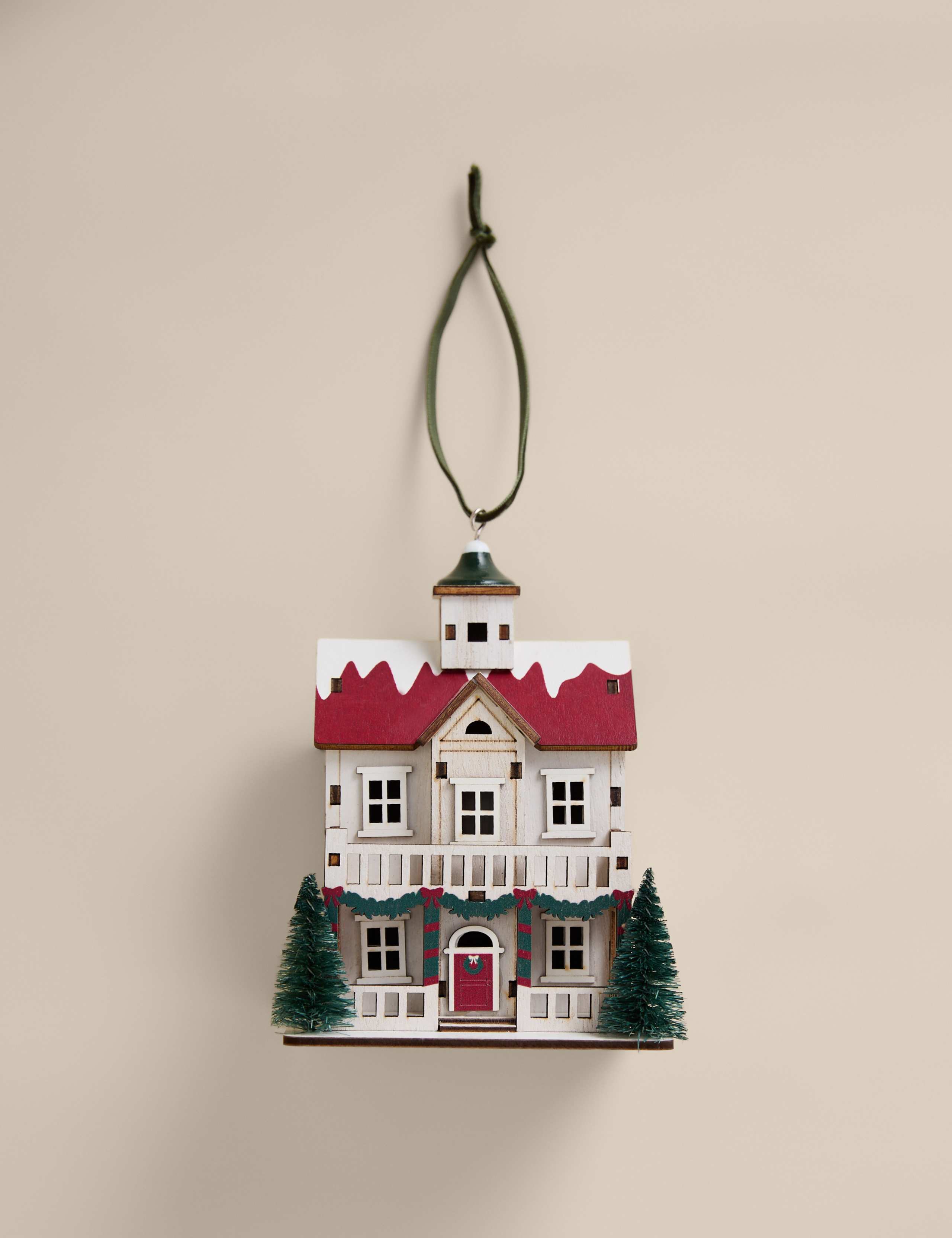 Painted Wooden House Hanging Decoration 2 of 3