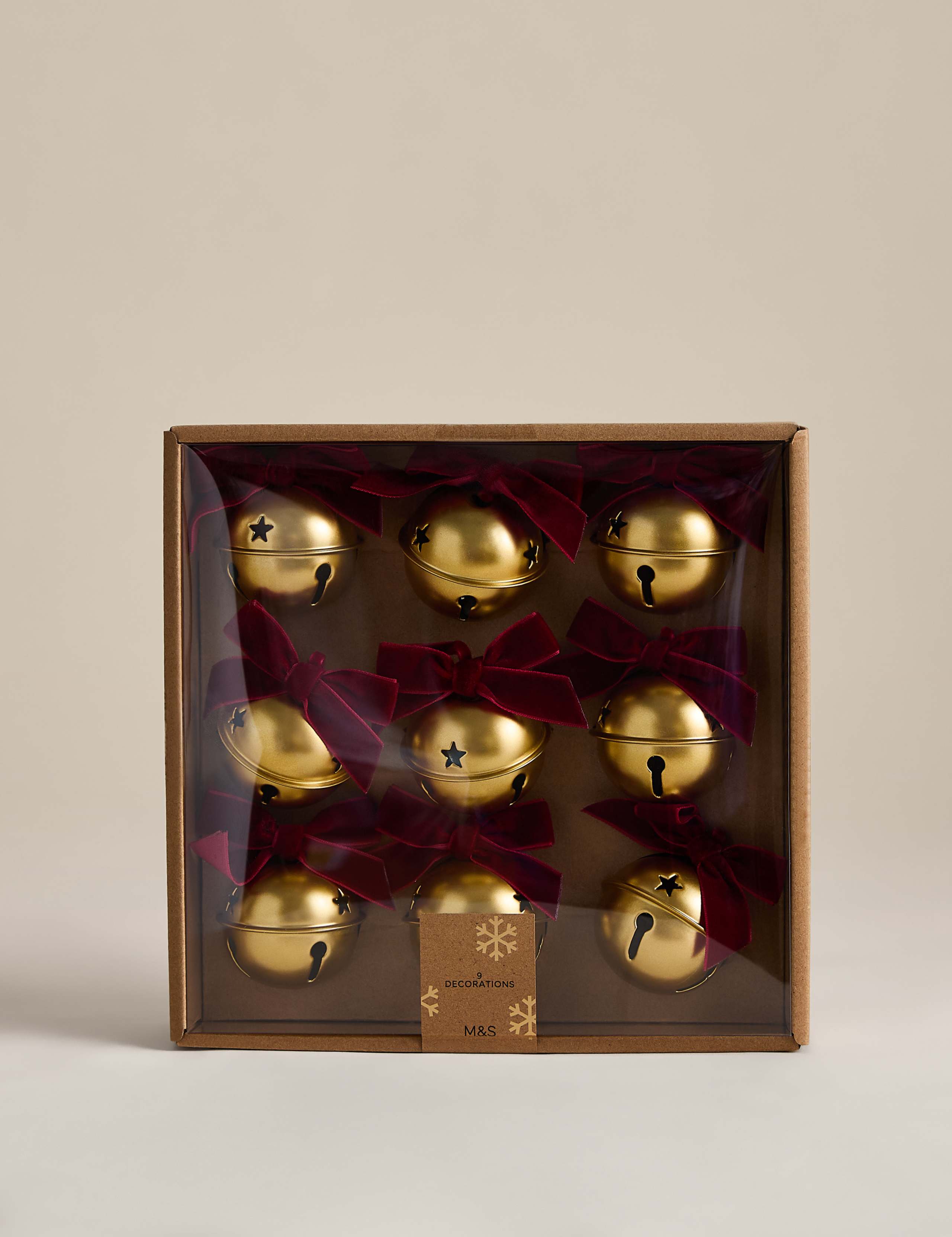 9 Pack Velvet Bow Detail Brass Sleigh Bells 2 of 3
