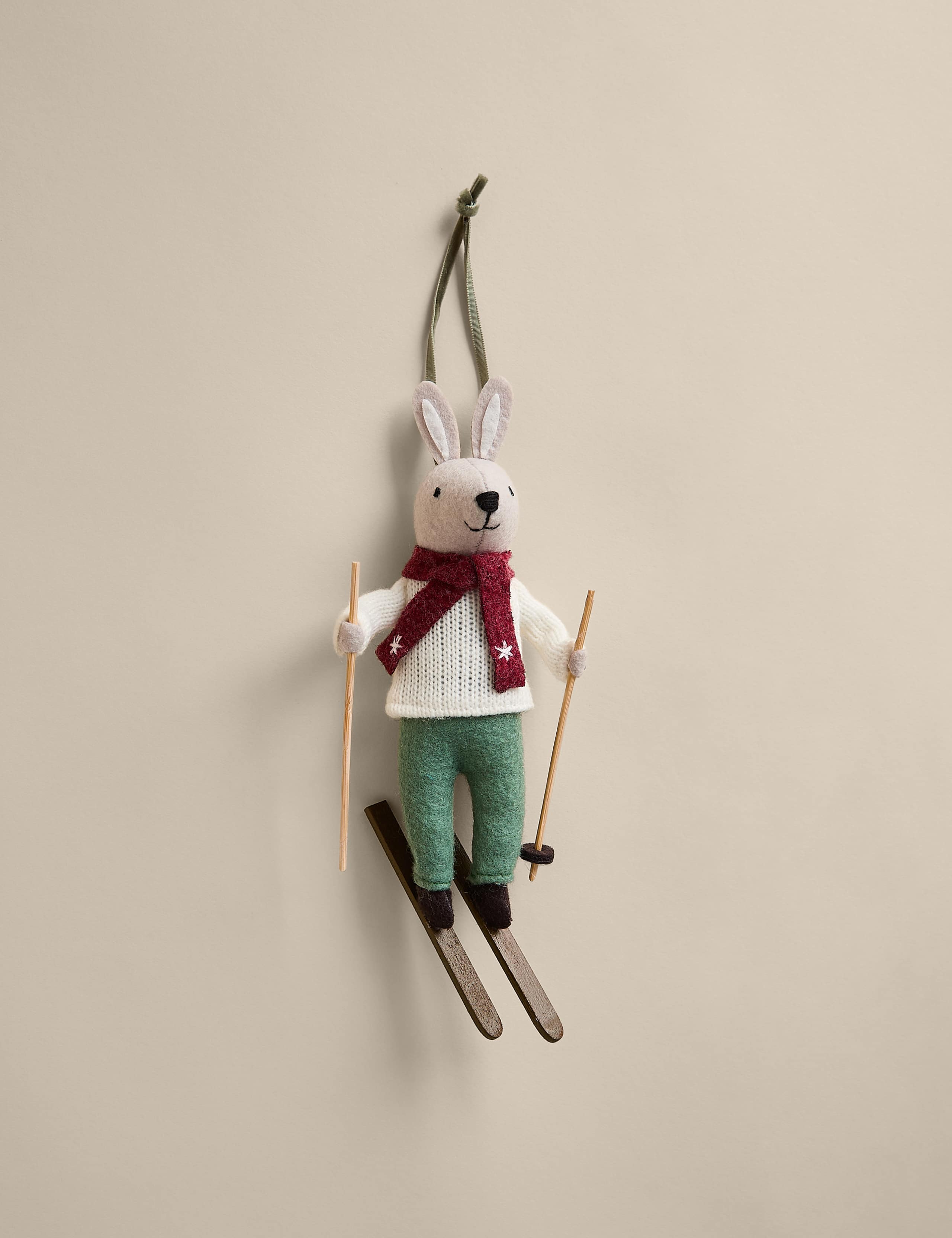 Felt Hanging Skiing Rabbit Decoration 1 of 2