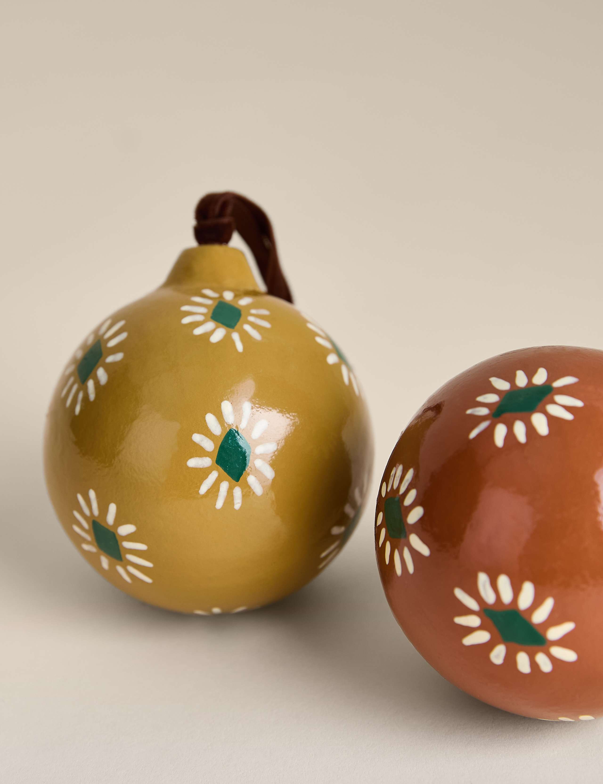 2 Pack Cotton Mache Glossy Baubles 2 of 2