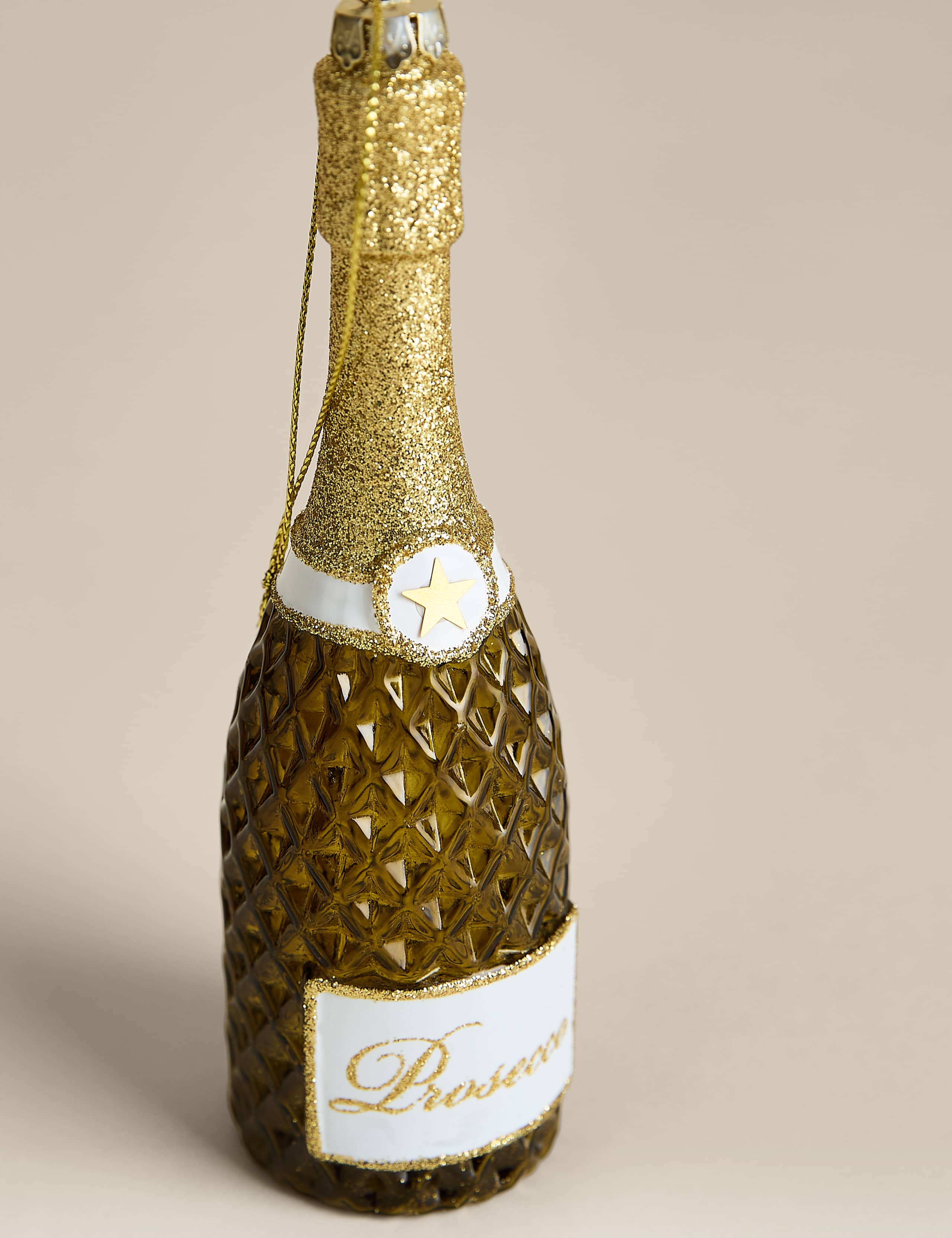 Glass Hanging Prosecco Bottle Tree Decoration 2 of 2