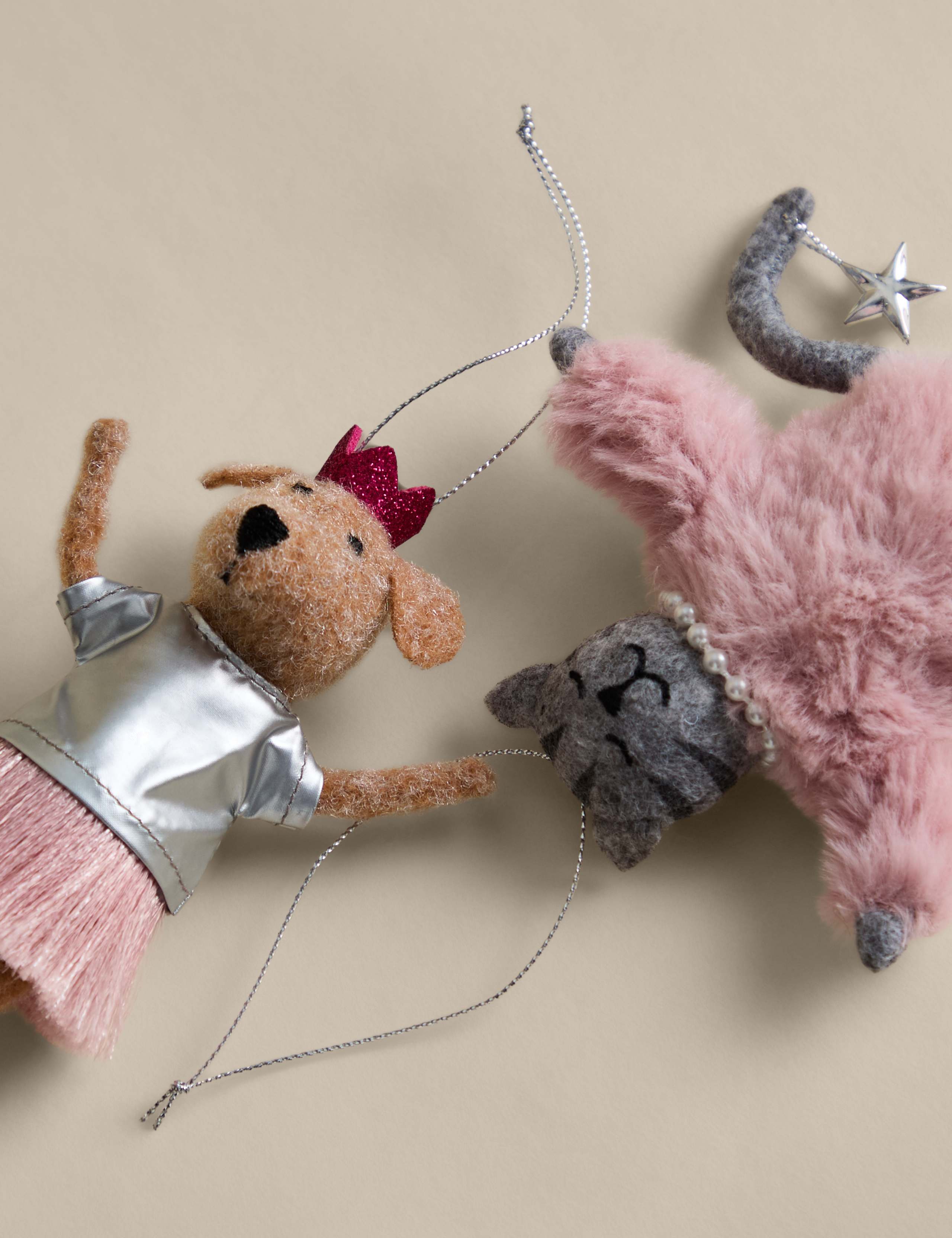 2 Pack Felt Party Cat and Dog Hanging Decorations 2 of 2