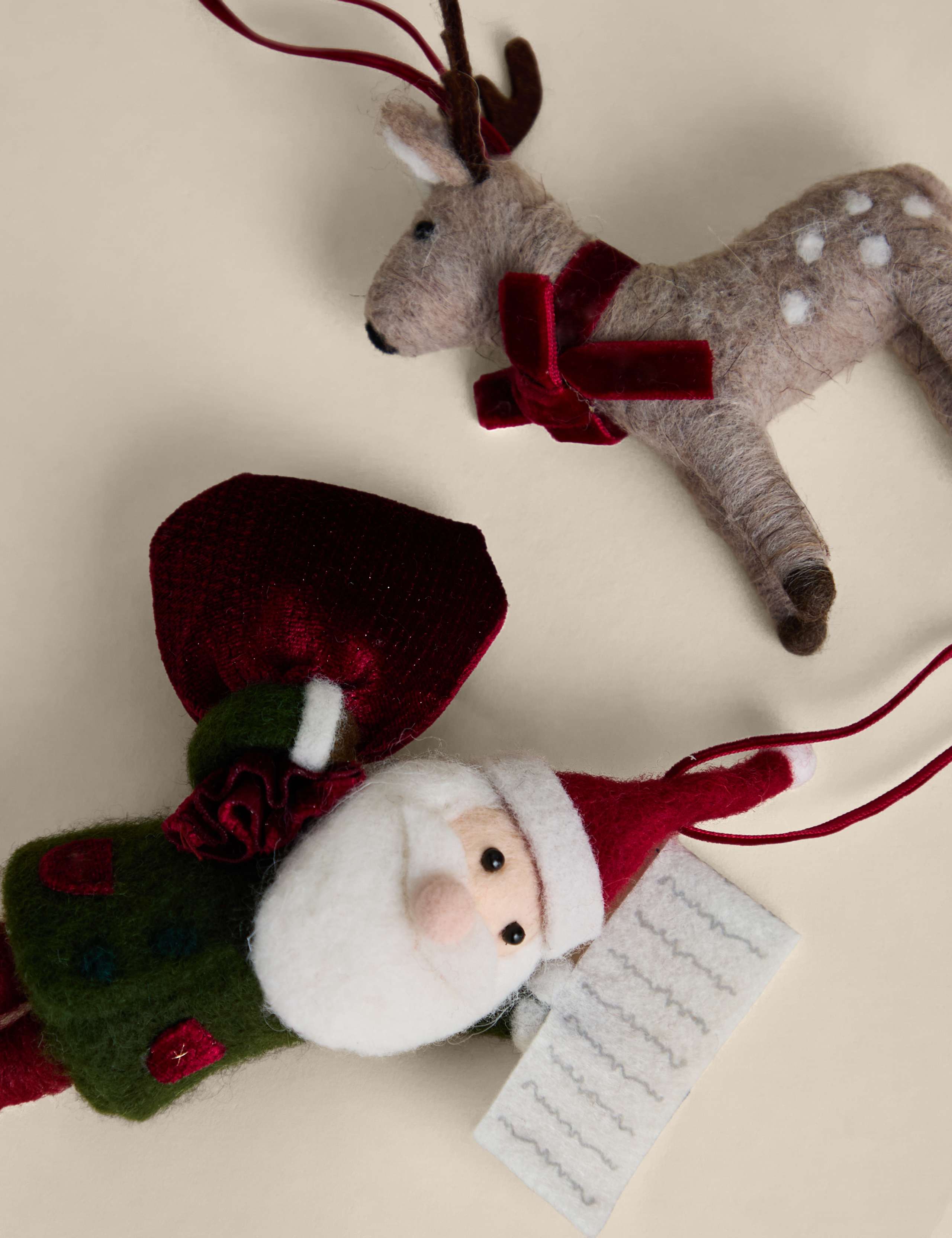 2 Pack Felt Father Christmas Hanging Ornaments 3 of 3