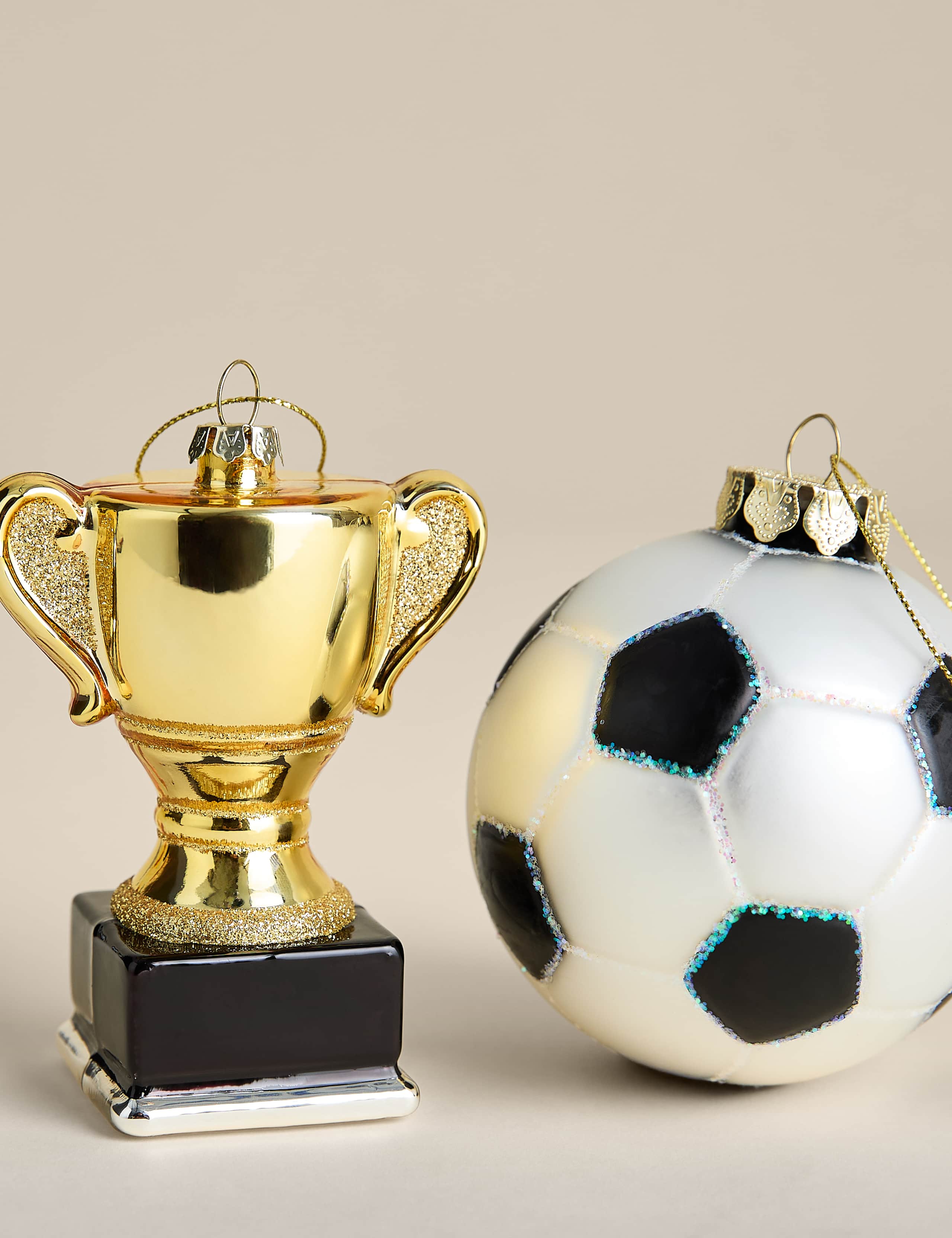2 Pack Glass Football Tree Decorations 2 of 2