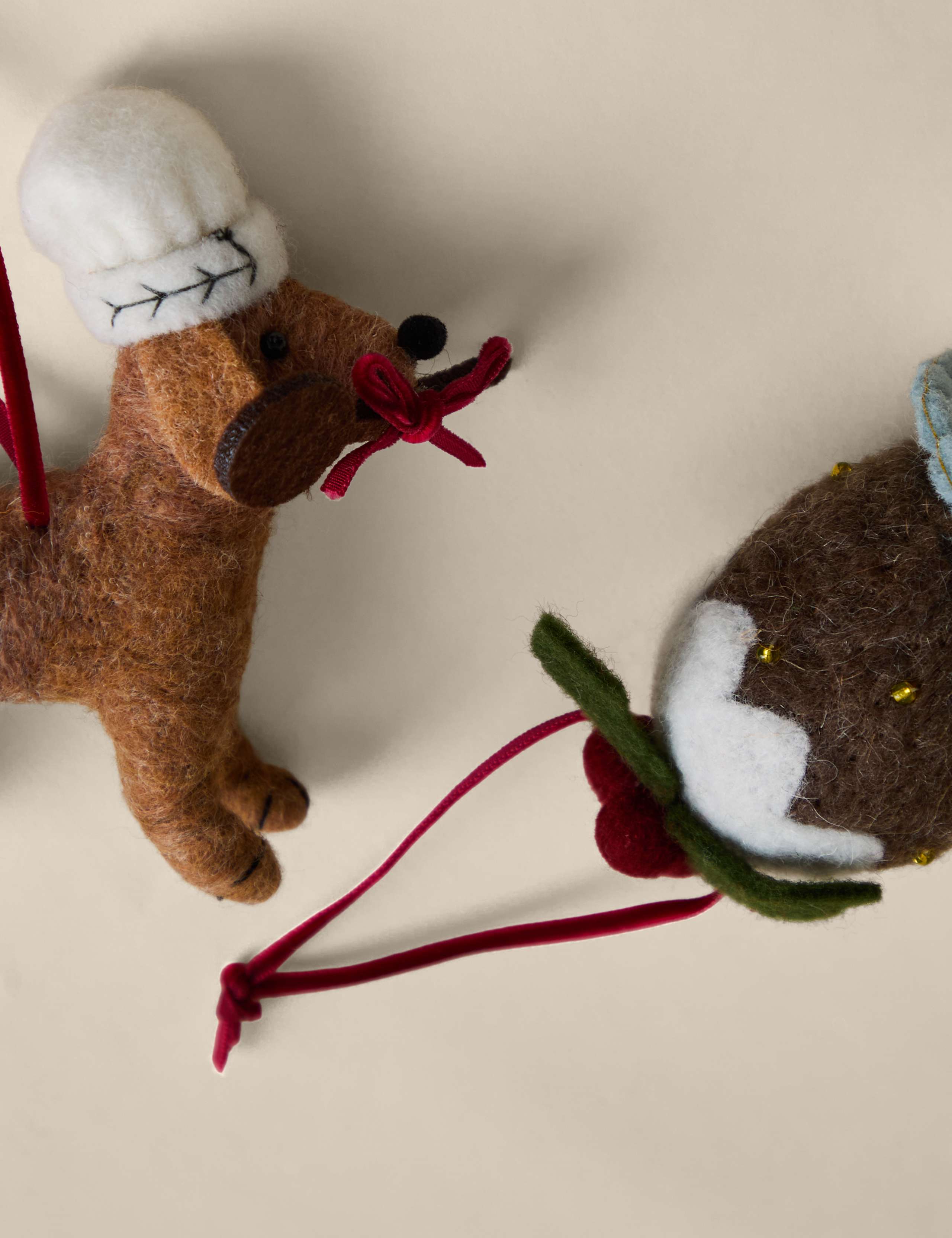 2 Pack Felt Hanging Dog Tree Decorations 3 of 3