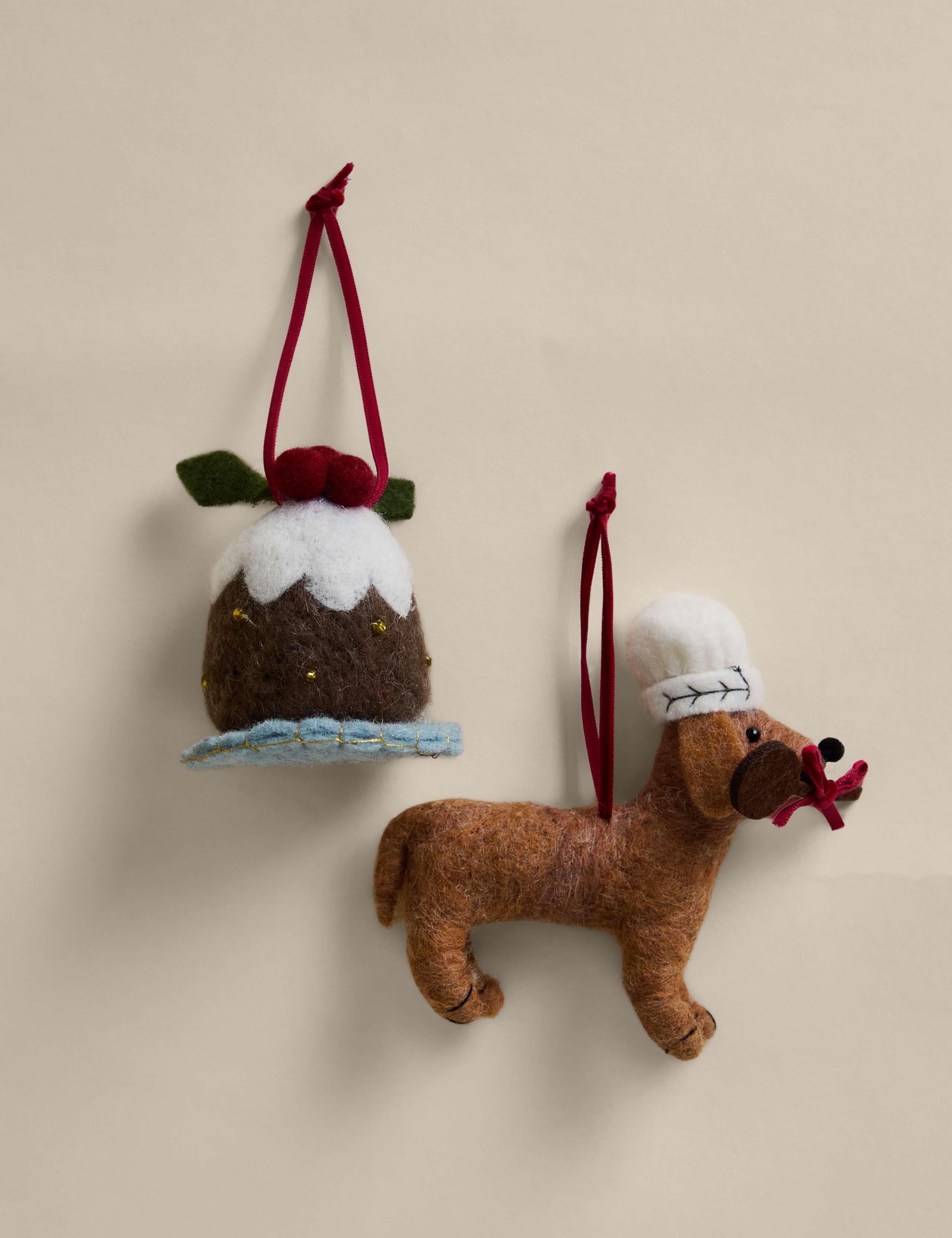2 Pack Felt Hanging Dog Tree Decorations 2 of 3