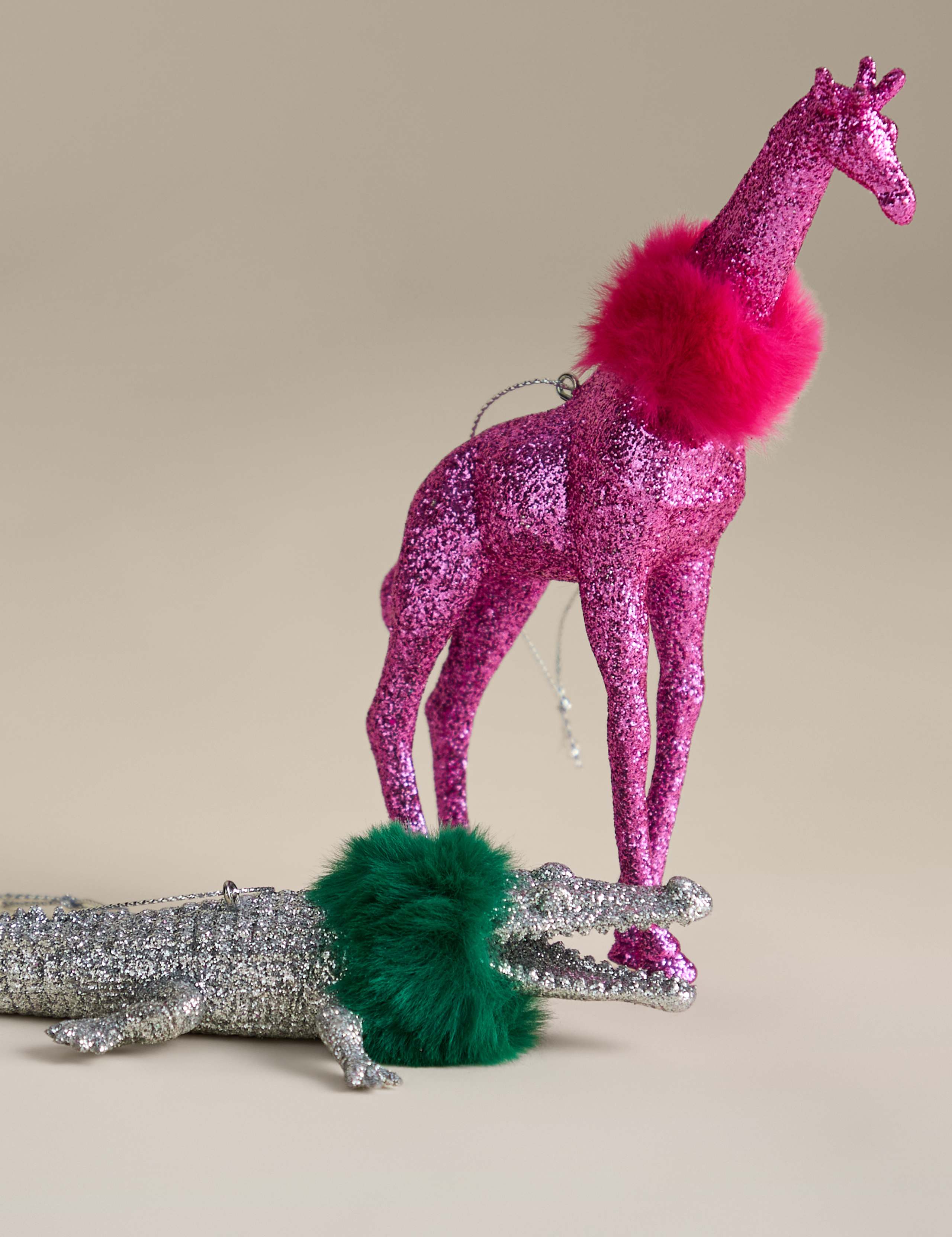 2 Pack Glitter Animals Hanging Decorations 2 of 2