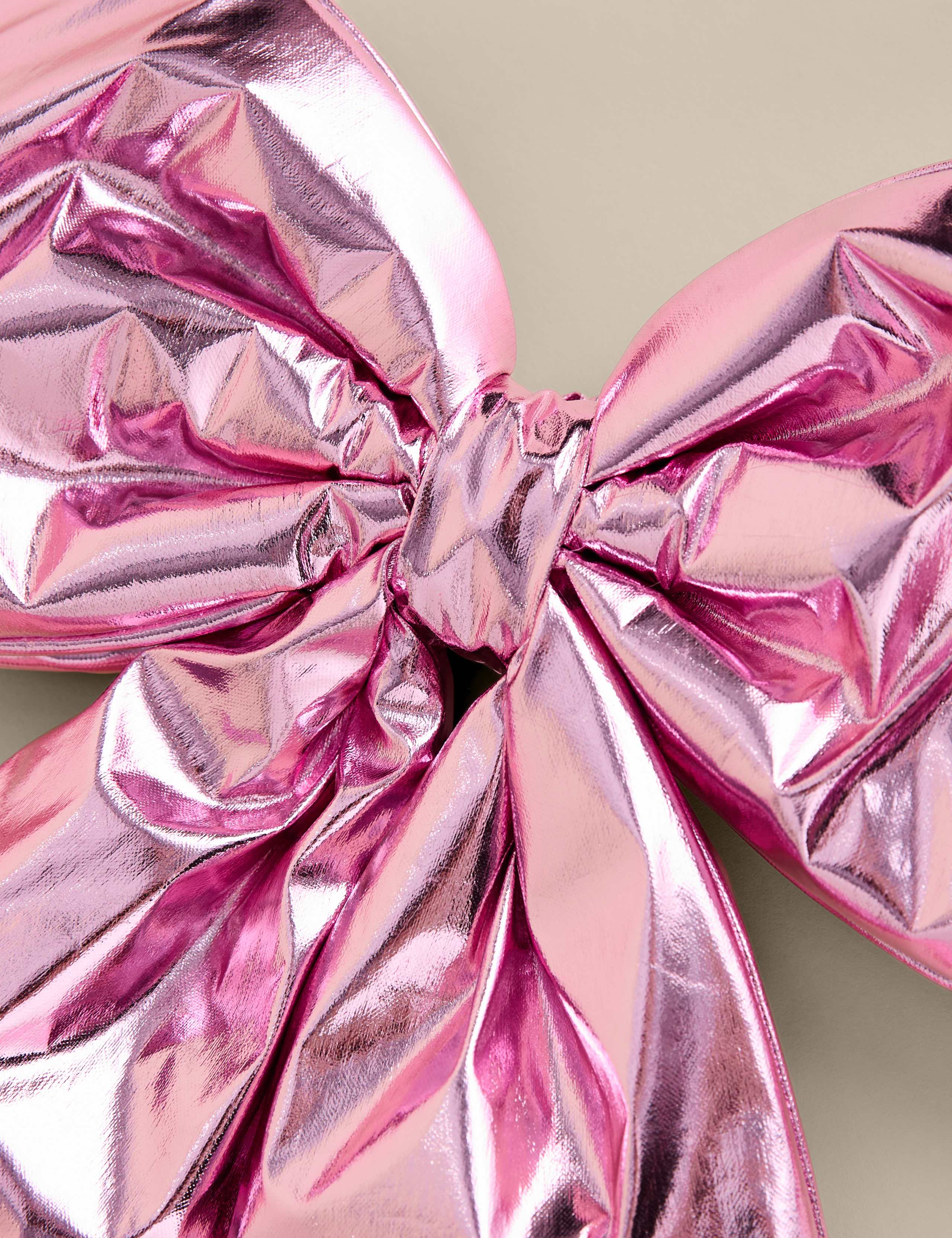 Pink Metallic Hanging Bow Decoration 3 of 4