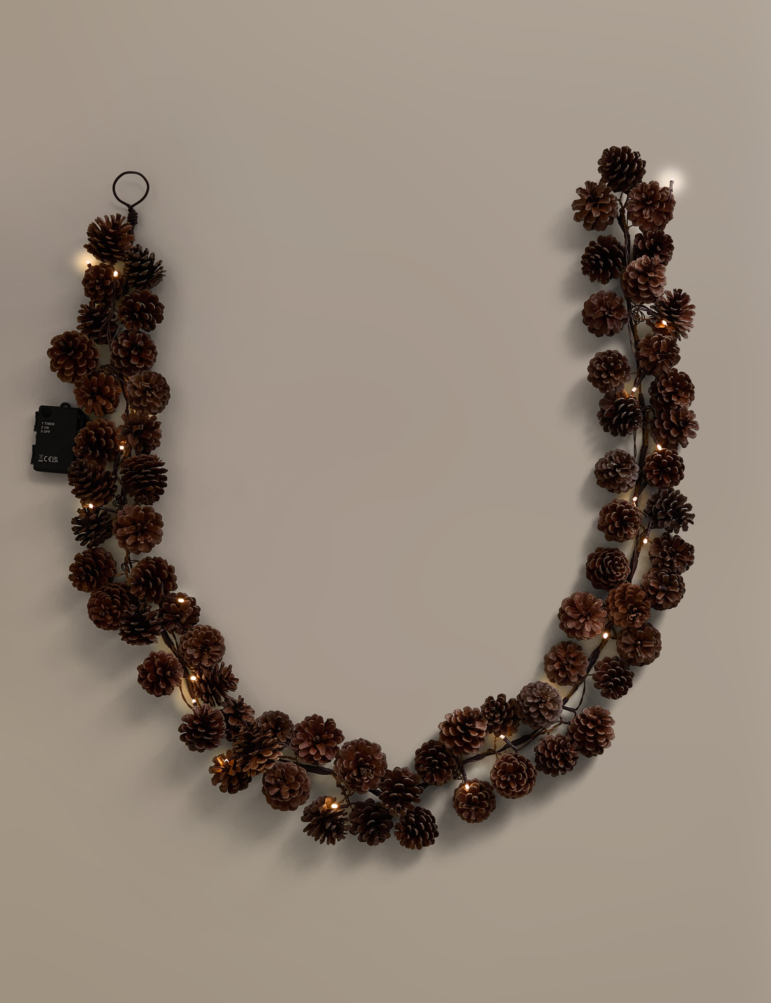 6ft Lit Pine Cone Garland 2 of 4